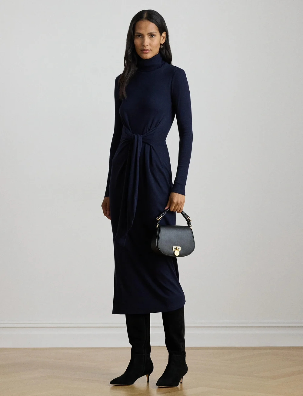 Lauren Ralph Lauren - Tie-Front Turtleneck Dress - liibuvad kleidid - lighthouse navy - 3