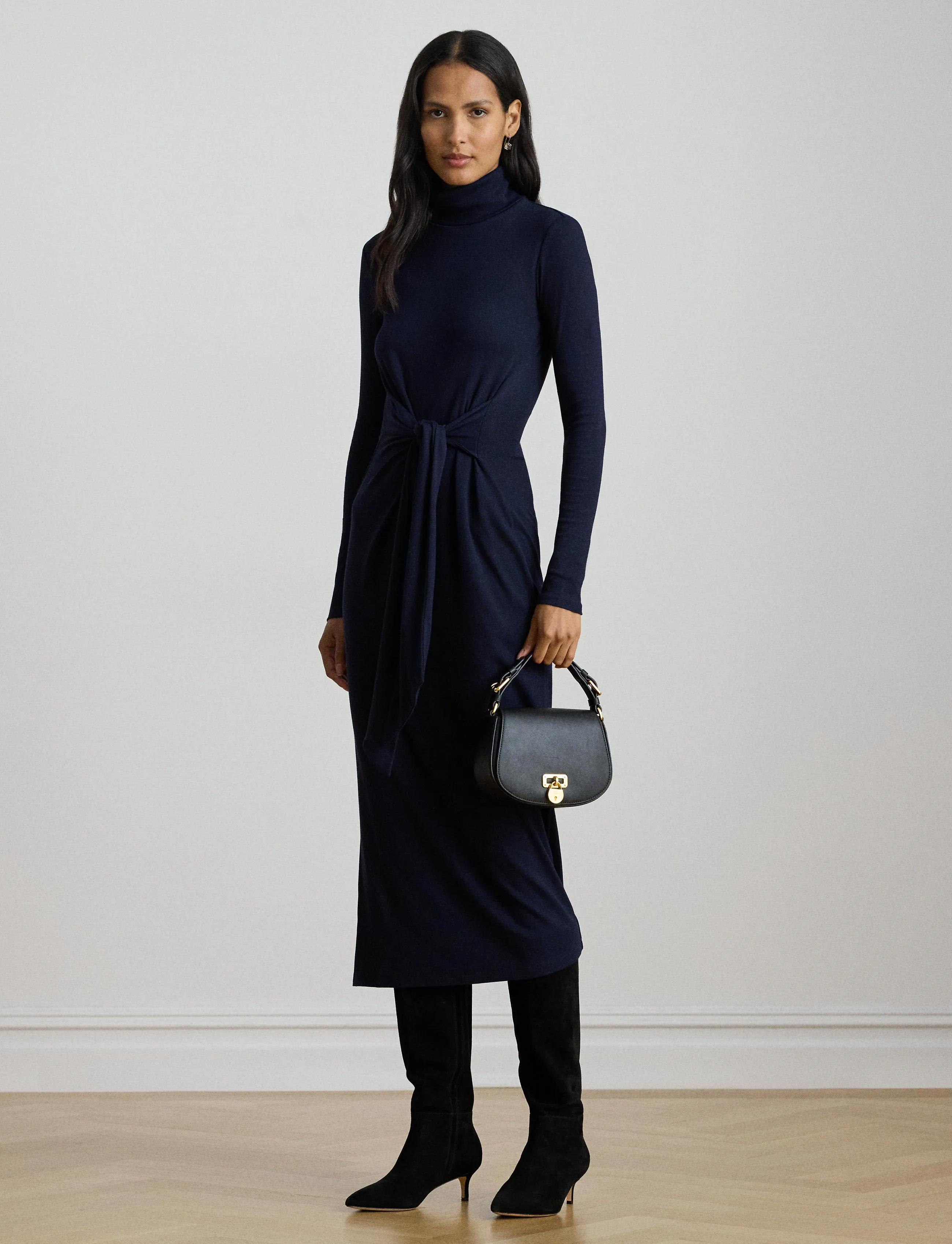 Lauren Ralph Lauren - CM 2X2 RIB-KNIT DRESS - liibuvad kleidid - lighthouse navy - 3