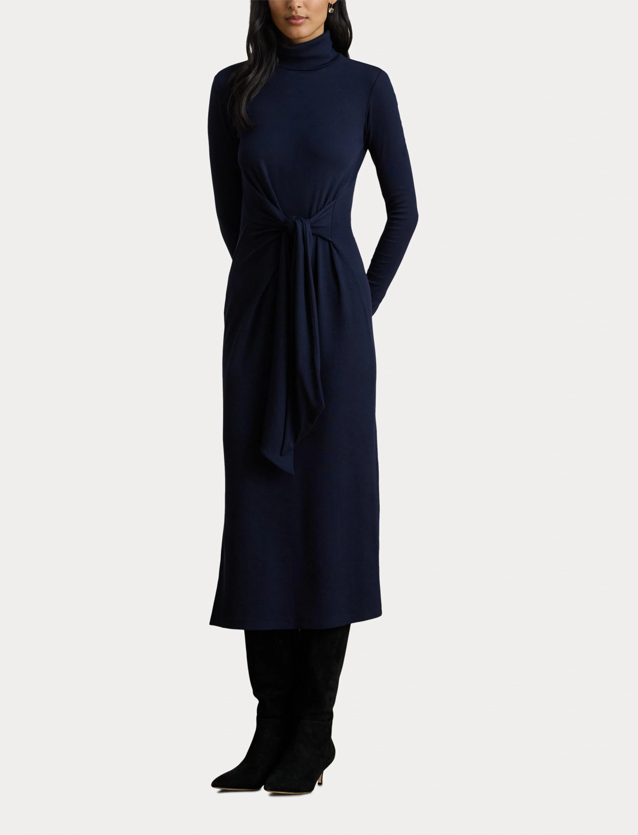 Lauren Ralph Lauren - CM 2X2 RIB-KNIT DRESS - liibuvad kleidid - lighthouse navy - 4