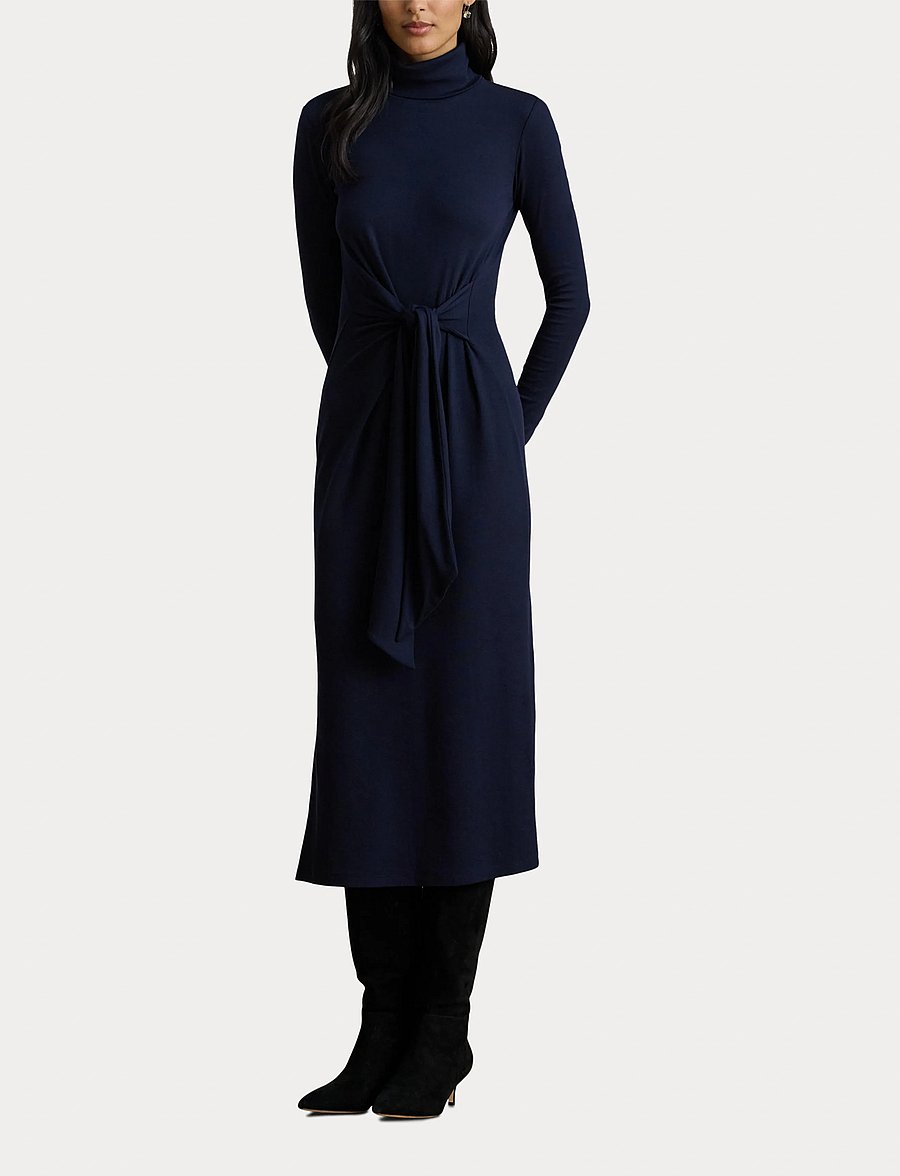 Lauren Ralph Lauren - CM 2X2 RIB-KNIT DRESS - etuikleider - lighthouse navy - 4