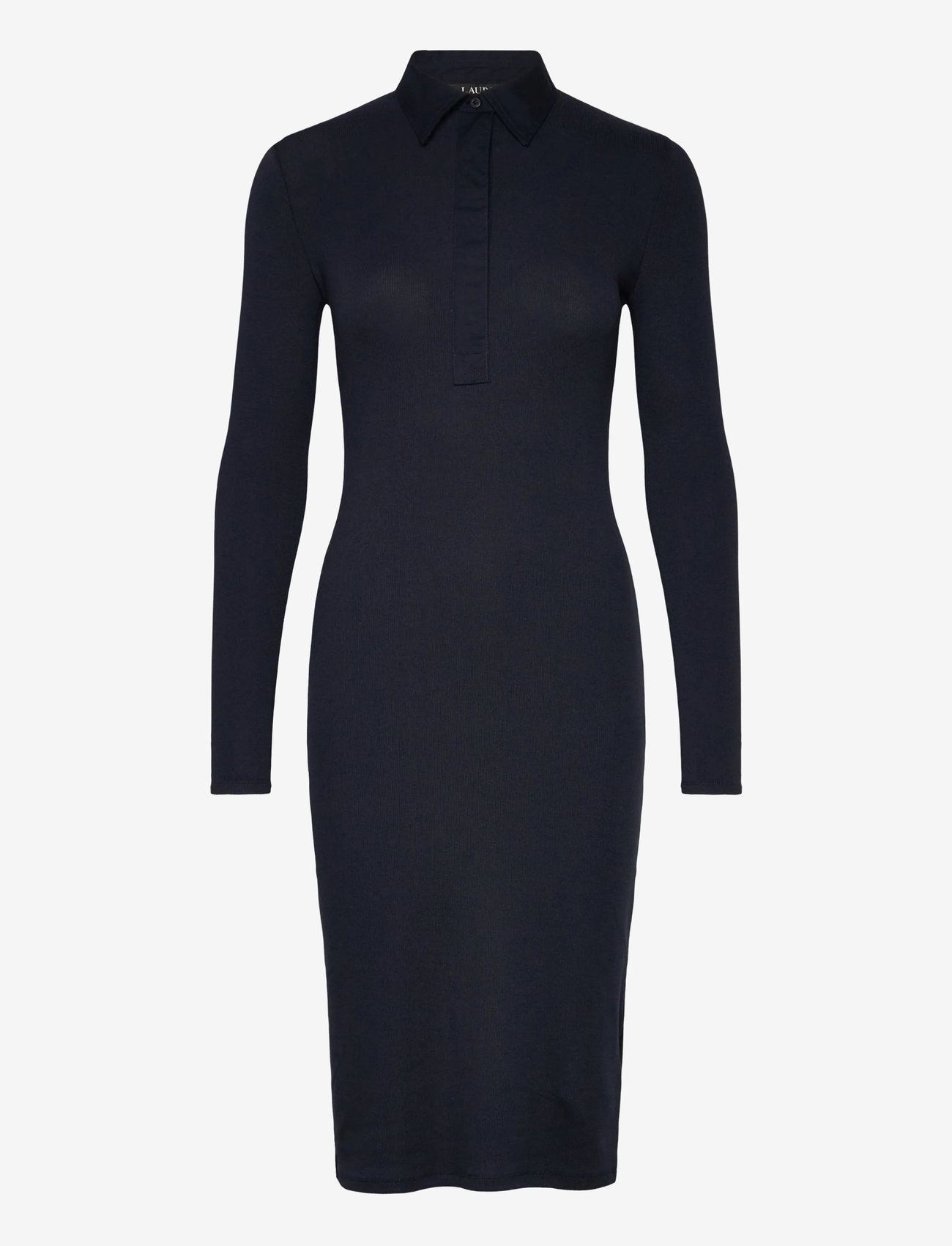Lauren Ralph Lauren - Rib-Knit Cotton-Blend Polo Dress - skjortklänningar - lauren navy - 0