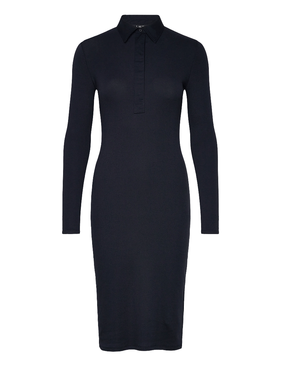 Lauren Ralph Lauren - Rib-Knit Cotton-Blend Polo Dress - hemdkleider - lauren navy - 0
