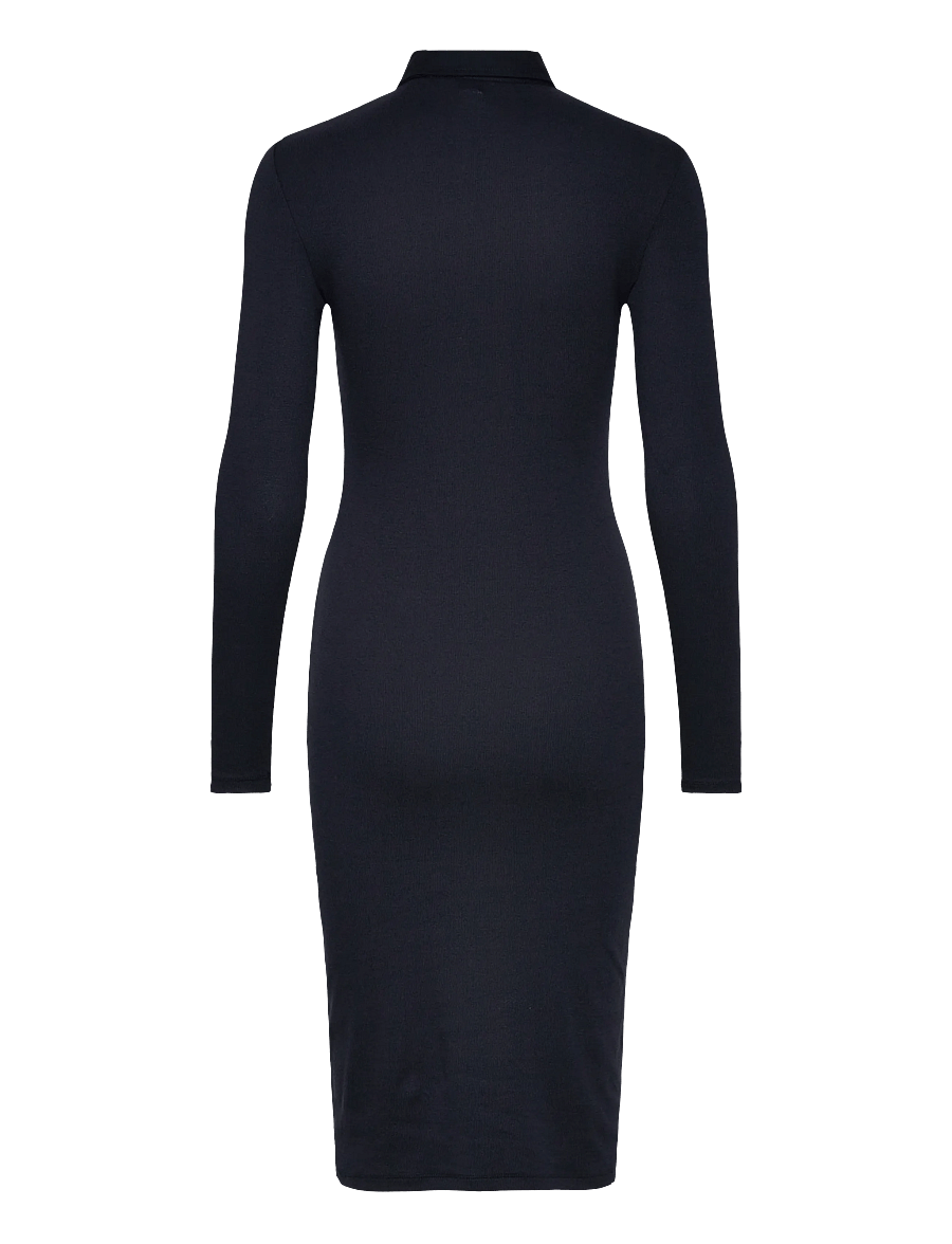 Lauren Ralph Lauren - Rib-Knit Cotton-Blend Polo Dress - hemdkleider - lauren navy - 1
