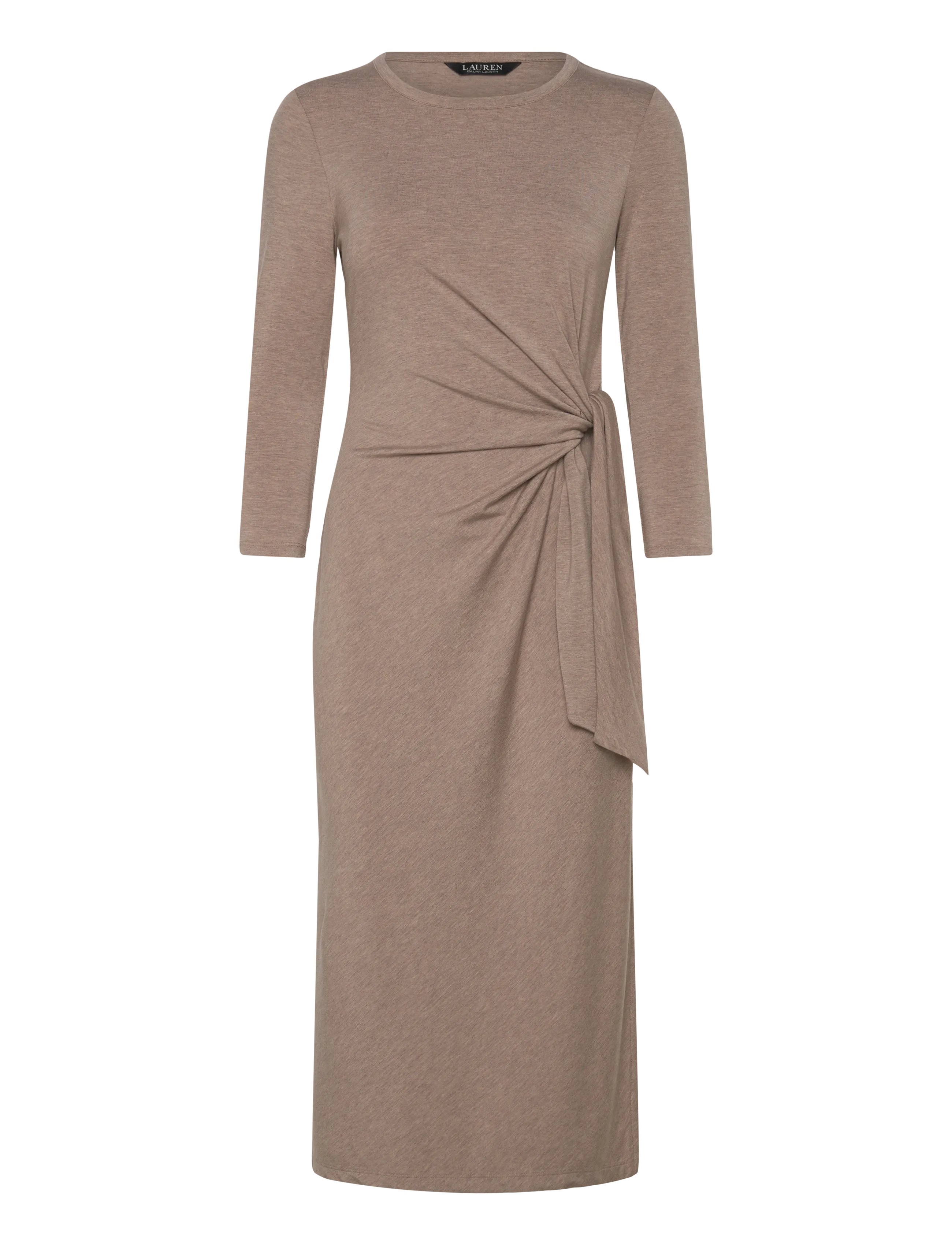 LAUREN RALPH LAUREN Tie-Front Stretch Jersey Midi Kleid Beige - XS - Damen