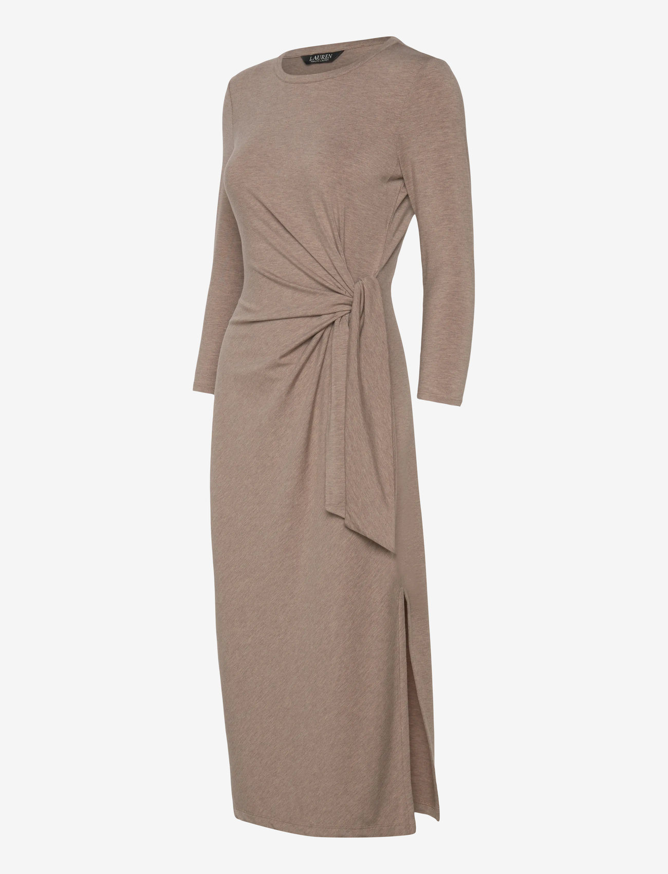 Lauren Ralph Lauren - Tie-Front Stretch Jersey Midi Dress - stickade klänningar - adirondack heathe - 2
