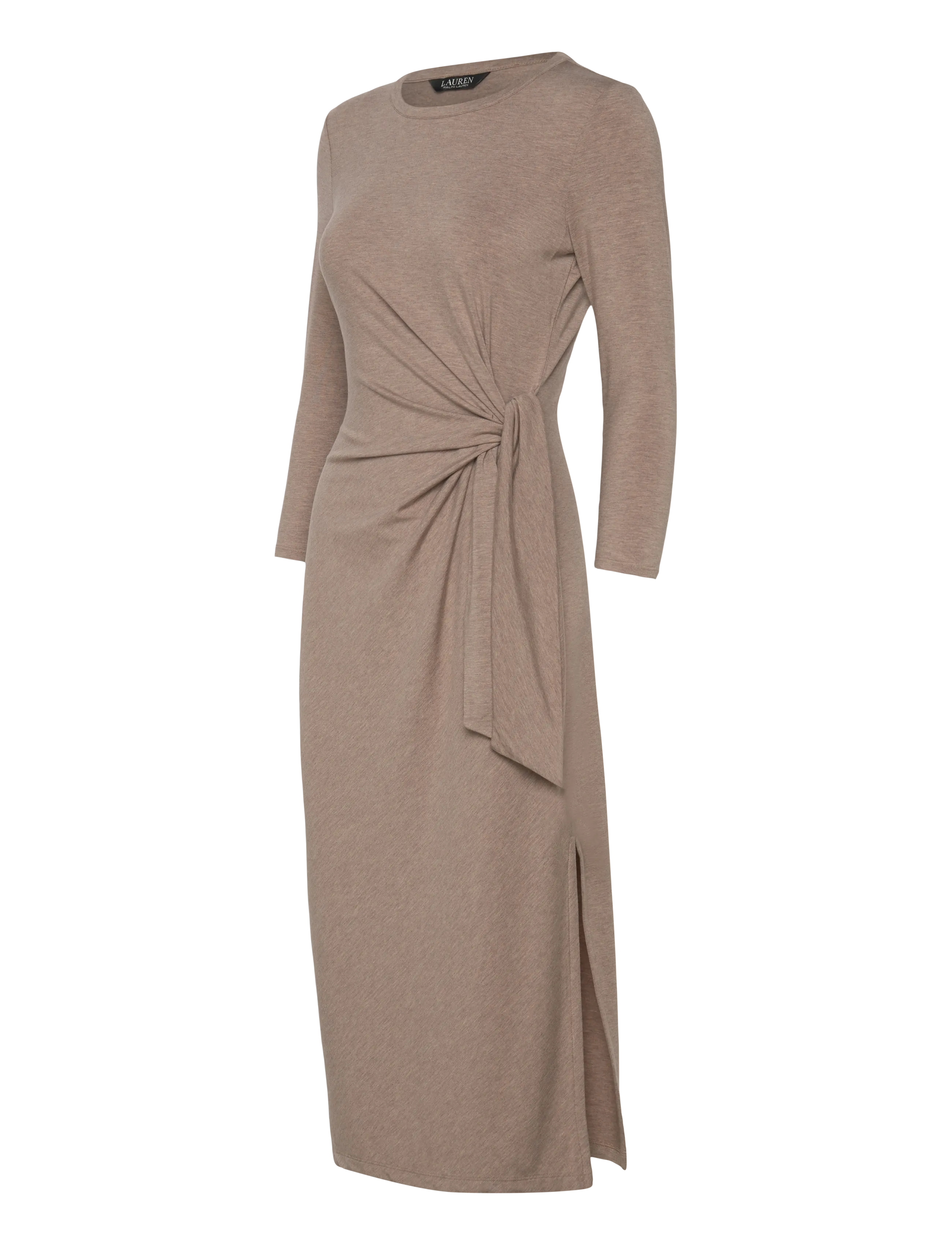 Lauren Ralph Lauren - Tie-Front Stretch Jersey Midi Dress - knitted dresses - adirondack heathe - 2