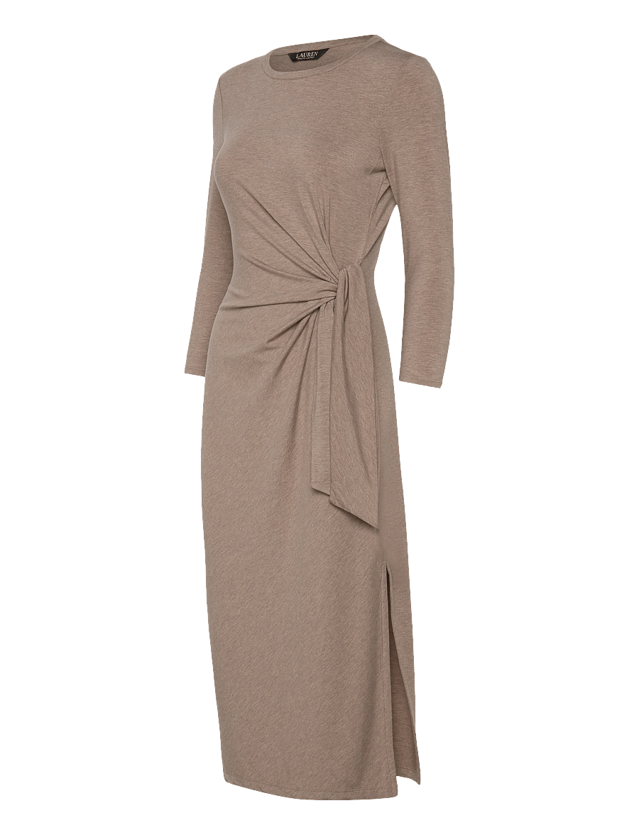 Lauren Ralph Lauren - Tie-Front Stretch Jersey Midi Dress - strikkjoler - adirondack heathe - 2
