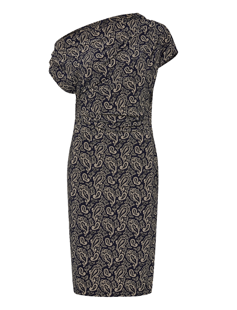 Lauren Ralph Lauren - Paisley Jersey Off-the-Shoulder Dress - festkjoler - blue/cream - 0