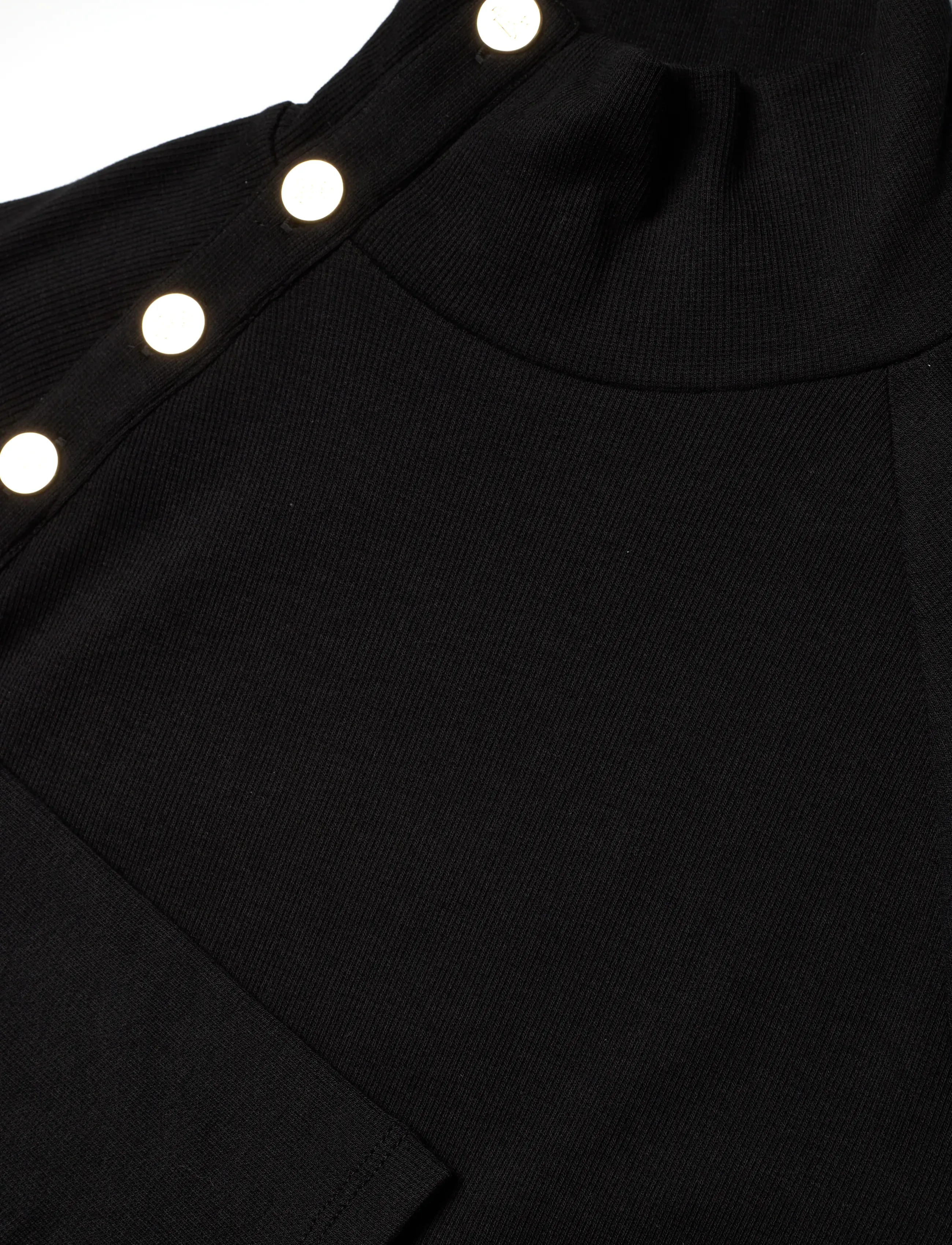 Lauren Ralph Lauren - Button-Trim Rib-Knit Mockneck Dress - strickkleider - black - 2