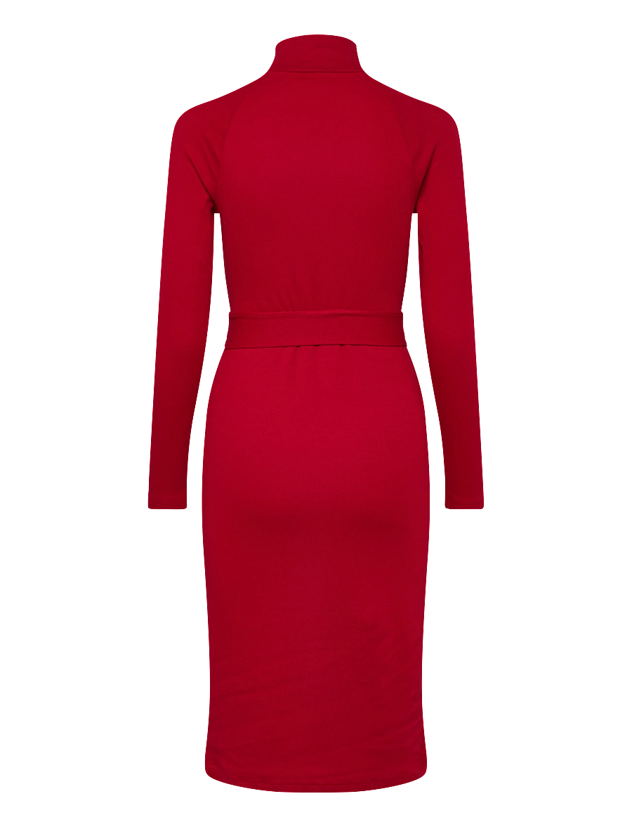 Lauren Ralph Lauren - Button-Trim Rib-Knit Mockneck Dress - strickkleider - ralph red - 1
