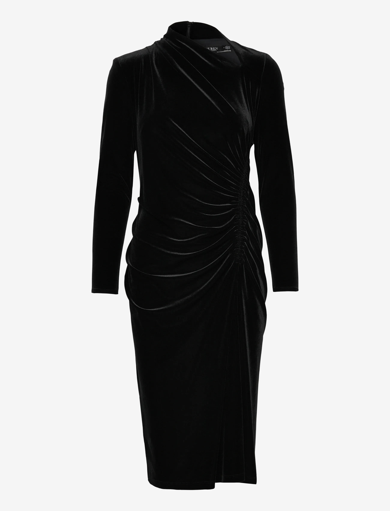 Lauren Ralph Lauren - Ruched Velvet Asymmetrical Dress - black velvet - 0