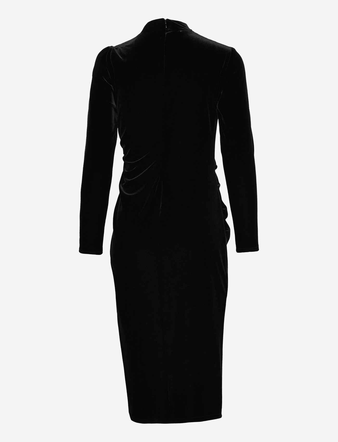 Lauren Ralph Lauren - Ruched Velvet Asymmetrical Dress - black velvet - 1