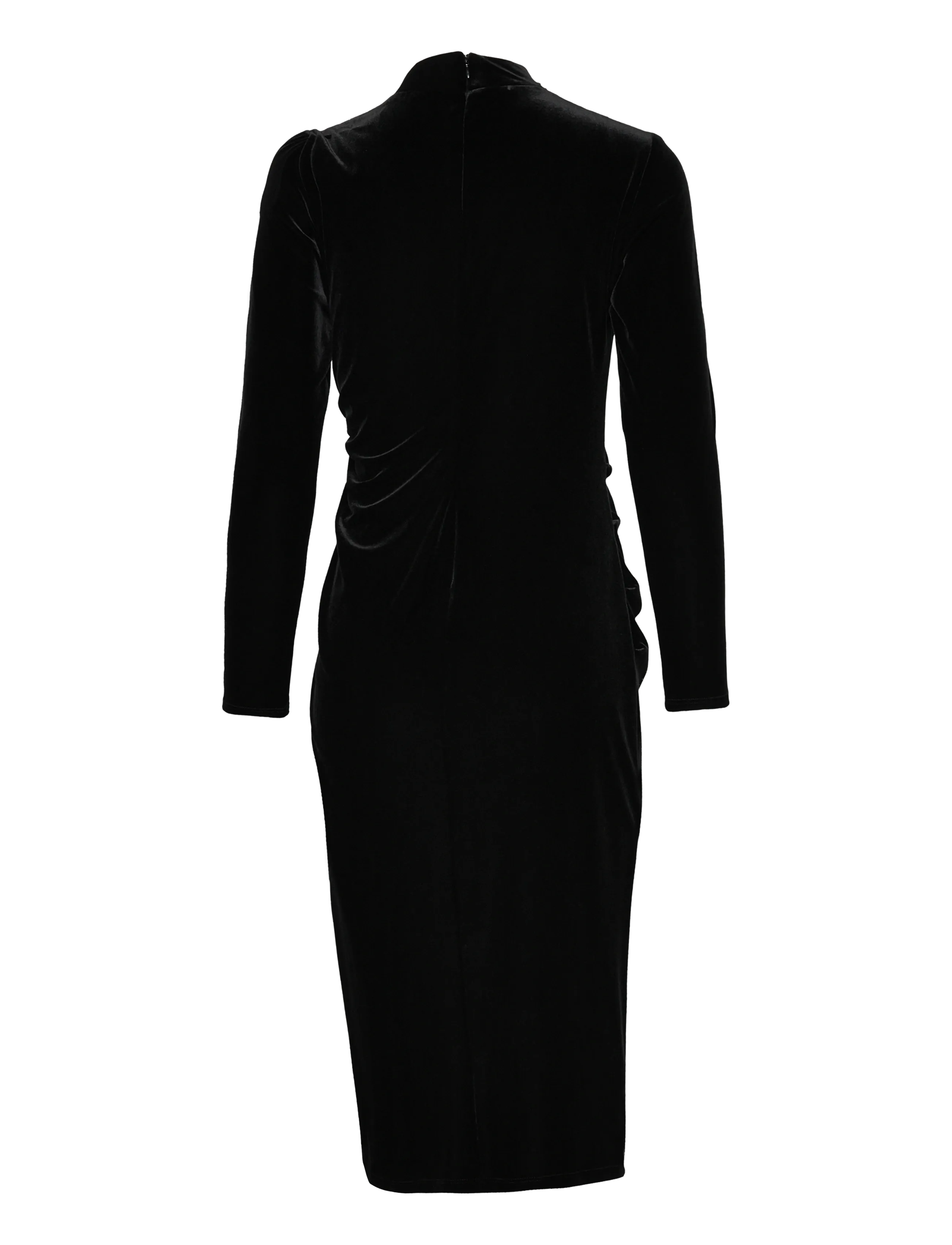 Lauren Ralph Lauren - Ruched Velvet Asymmetrical Dress - black velvet - 1