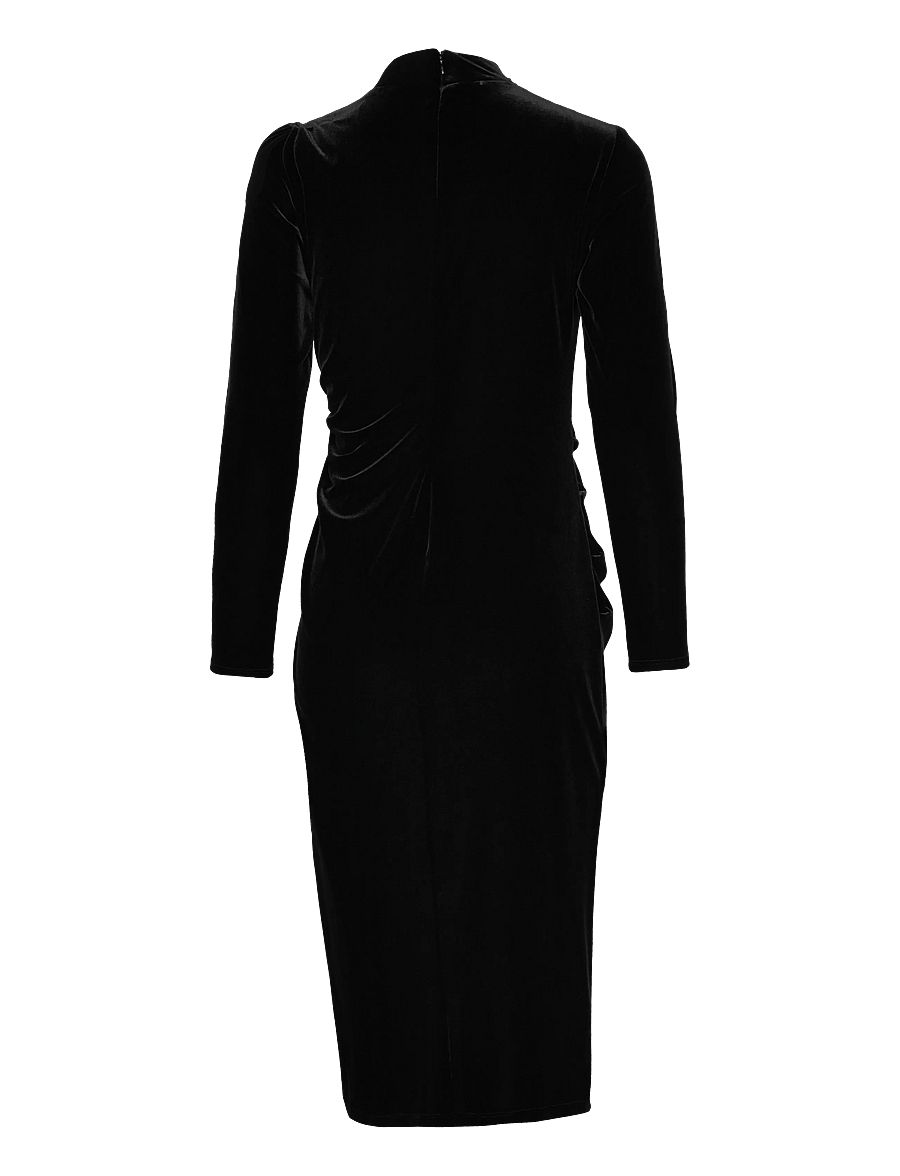 Lauren Ralph Lauren - Ruched Velvet Asymmetrical Dress - black velvet - 1