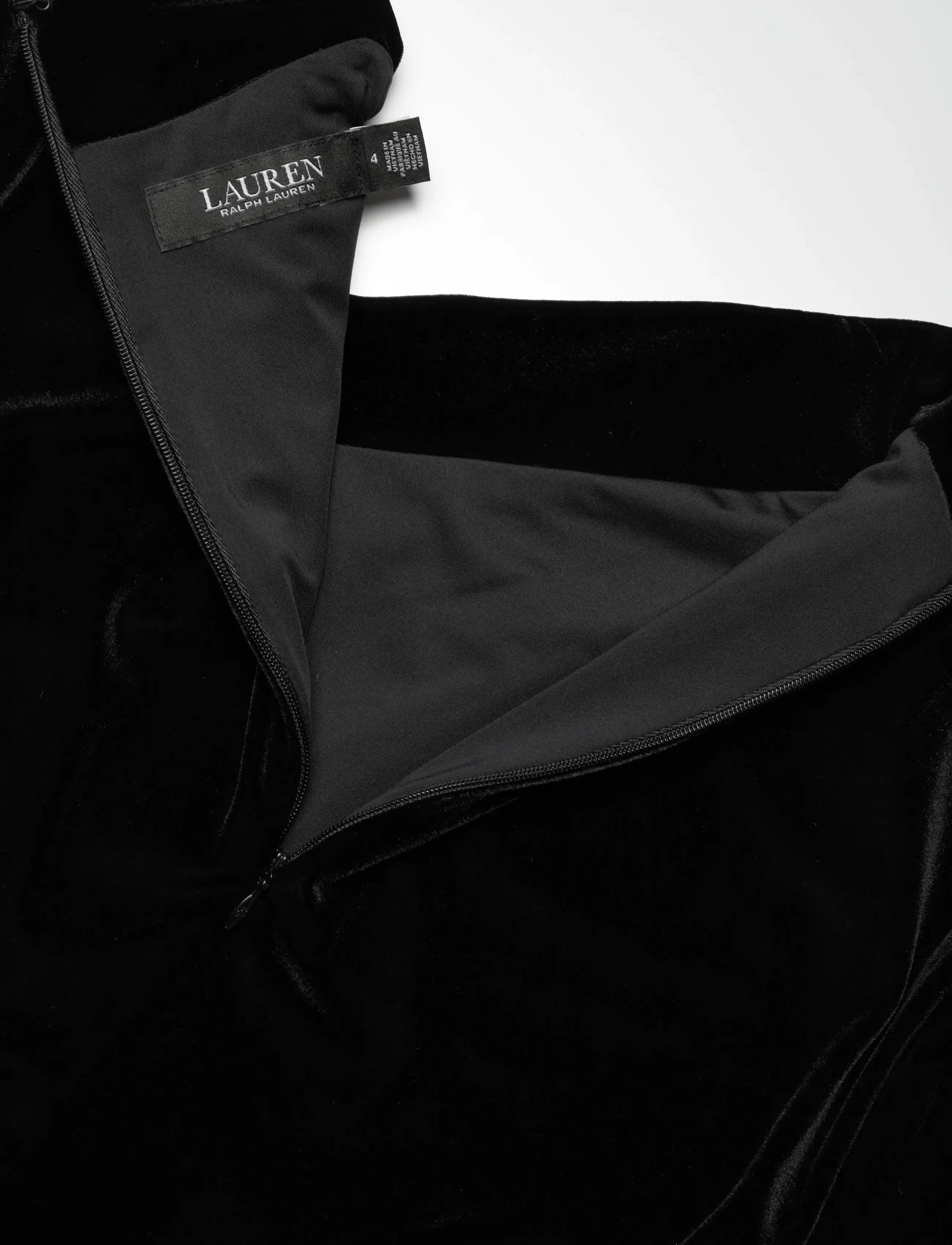 Lauren Ralph Lauren - Ruched Velvet Asymmetrical Dress - black velvet - 3