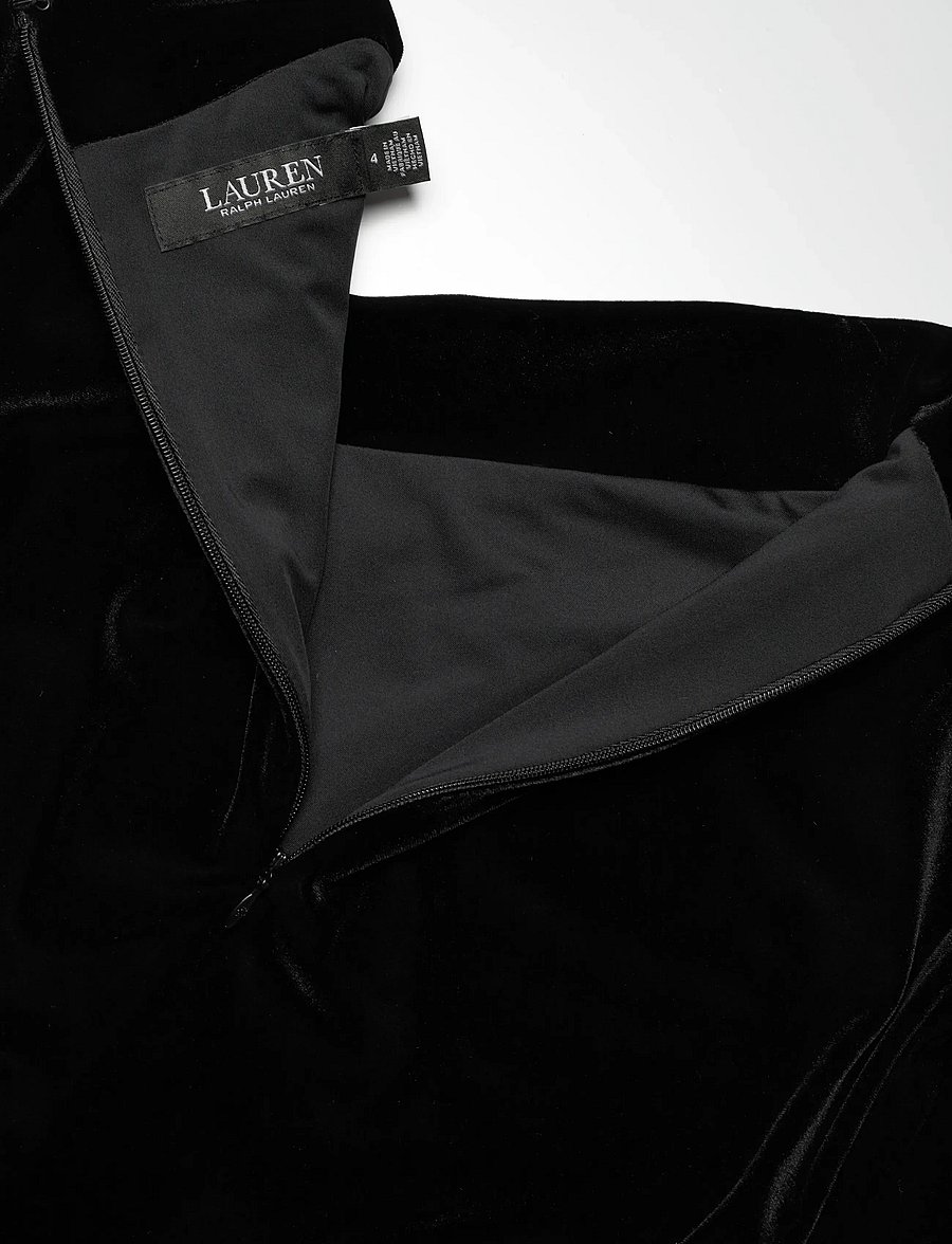 Lauren Ralph Lauren - Ruched Velvet Asymmetrical Dress - black velvet - 3
