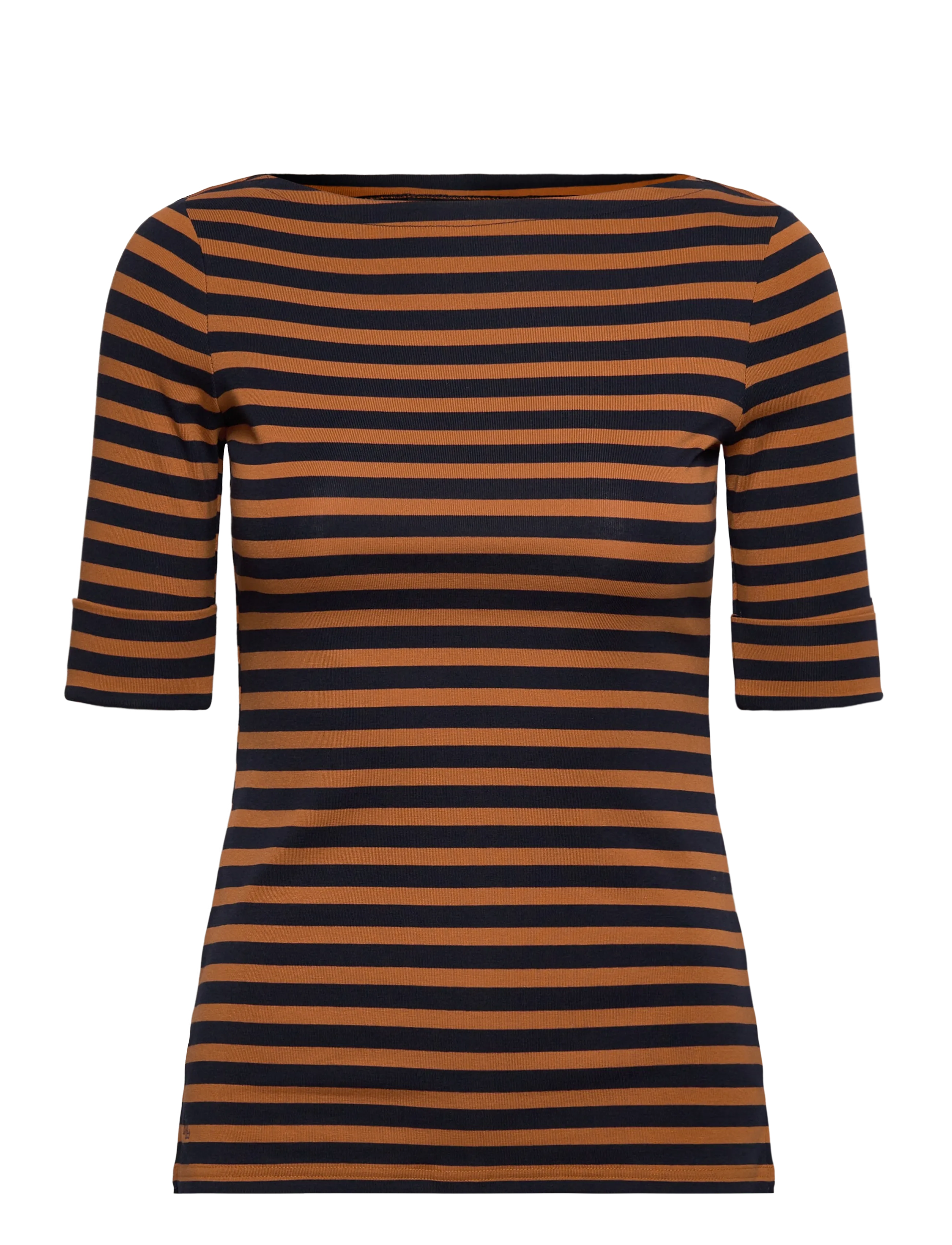 LAUREN RALPH LAUREN Gestreift Stretch Baumwolle Boatneck Tee Navy - XS - Damen