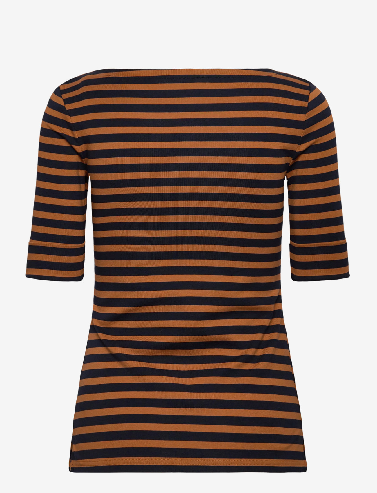 Lauren Ralph Lauren - Striped Stretch Cotton Boatneck Tee - t-shirts - lauren navy/cinna - 1