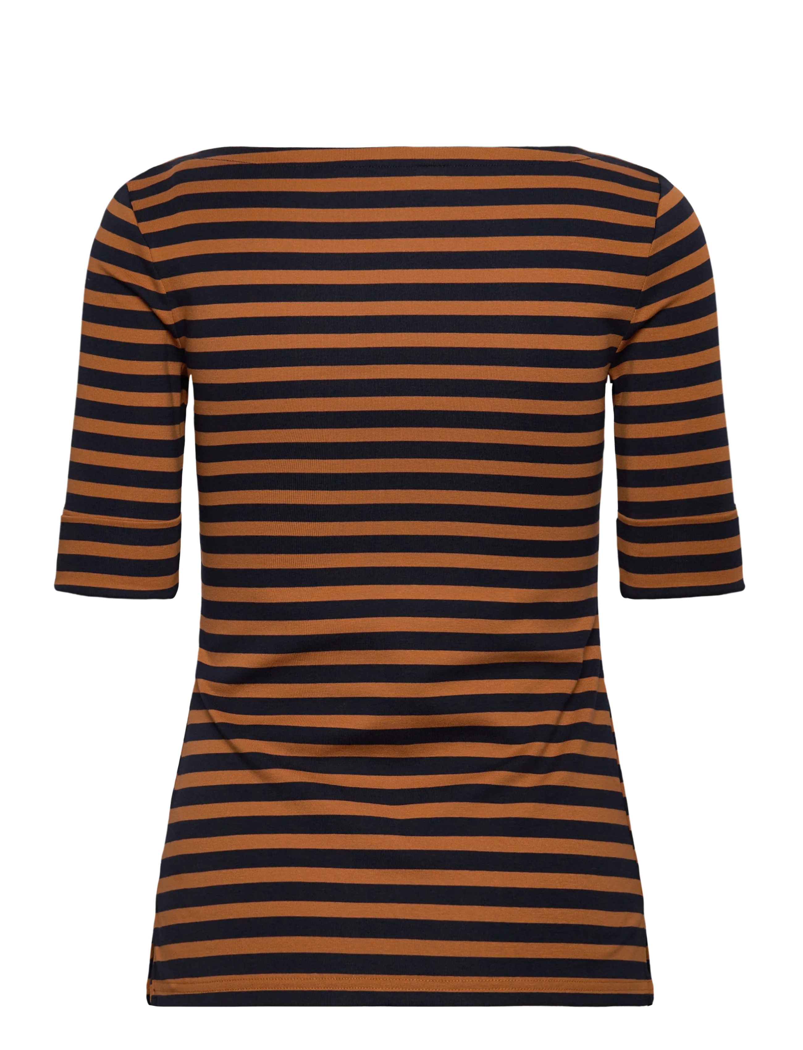 Lauren Ralph Lauren - Striped Stretch Cotton Boatneck Tee - stuttermarbolir - lauren navy/cinna - 1