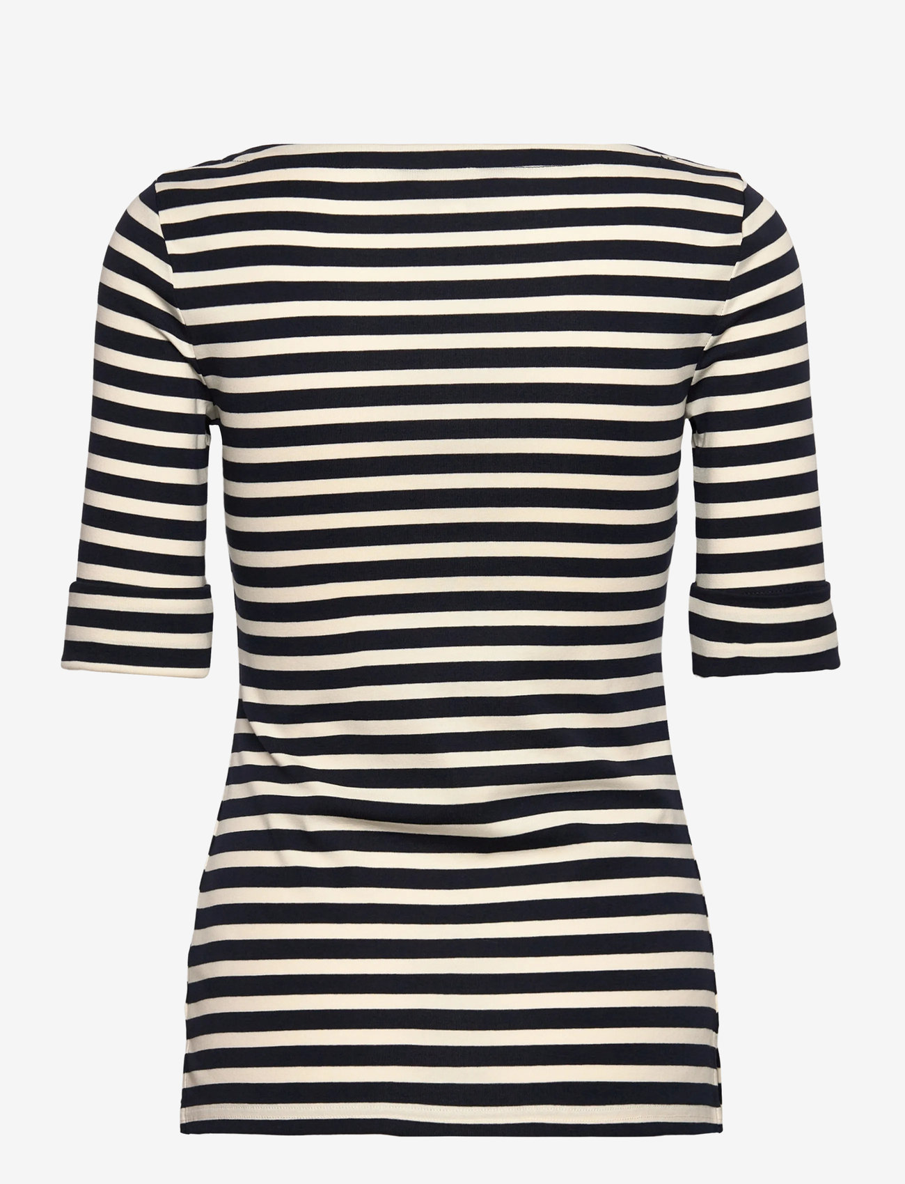 Lauren Ralph Lauren - Striped Stretch Cotton Boatneck Tee - t-shirts - lauren navy/masca - 1