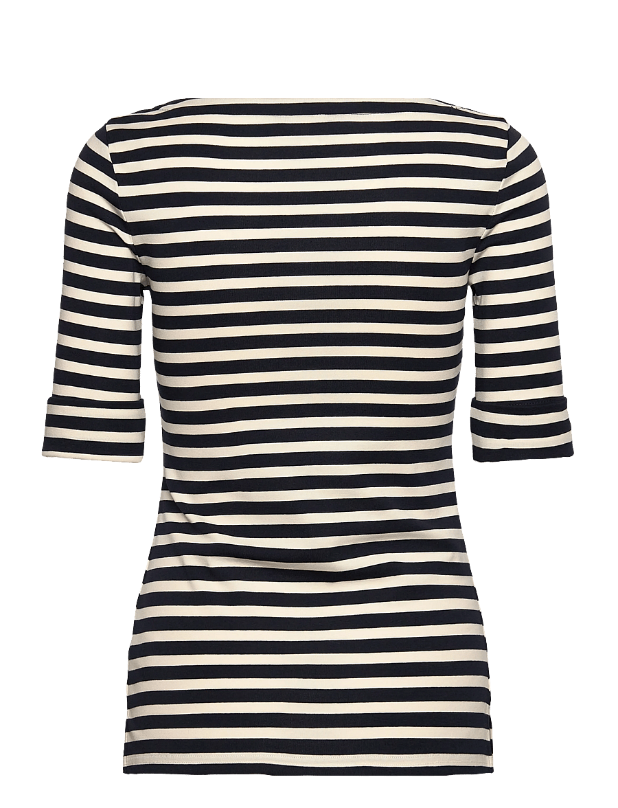 Lauren Ralph Lauren - Striped Stretch Cotton Boatneck Tee - t-shirts - lauren navy/masca - 1