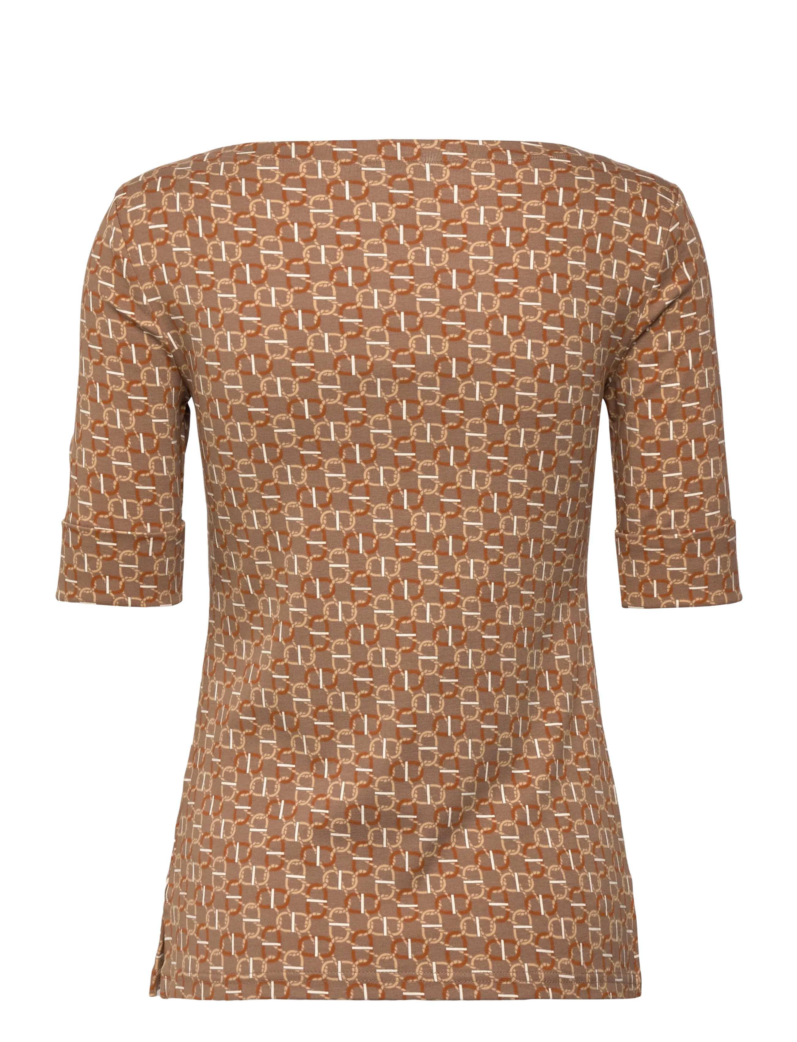 Lauren Ralph Lauren - Geo-Print Stretch Cotton Boatneck Tee - t-särgid - taupe multi - 1