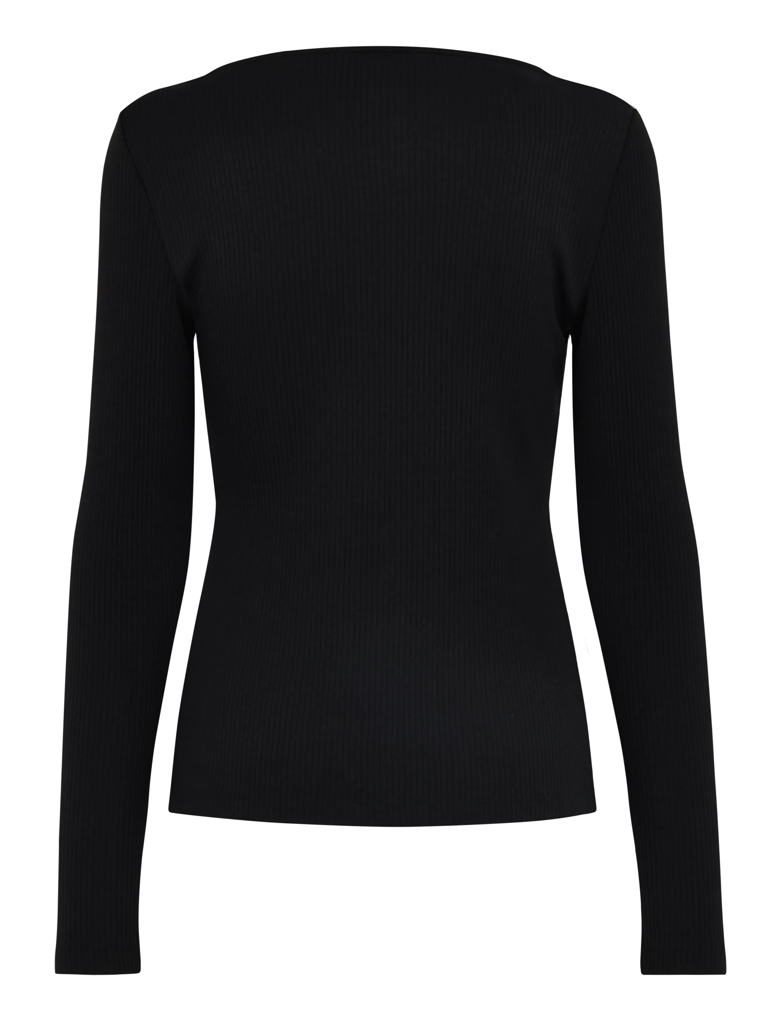 Lauren Ralph Lauren - Rib-Knit Long-Sleeve Scoopneck Tee - langärmlige tops - black - 2