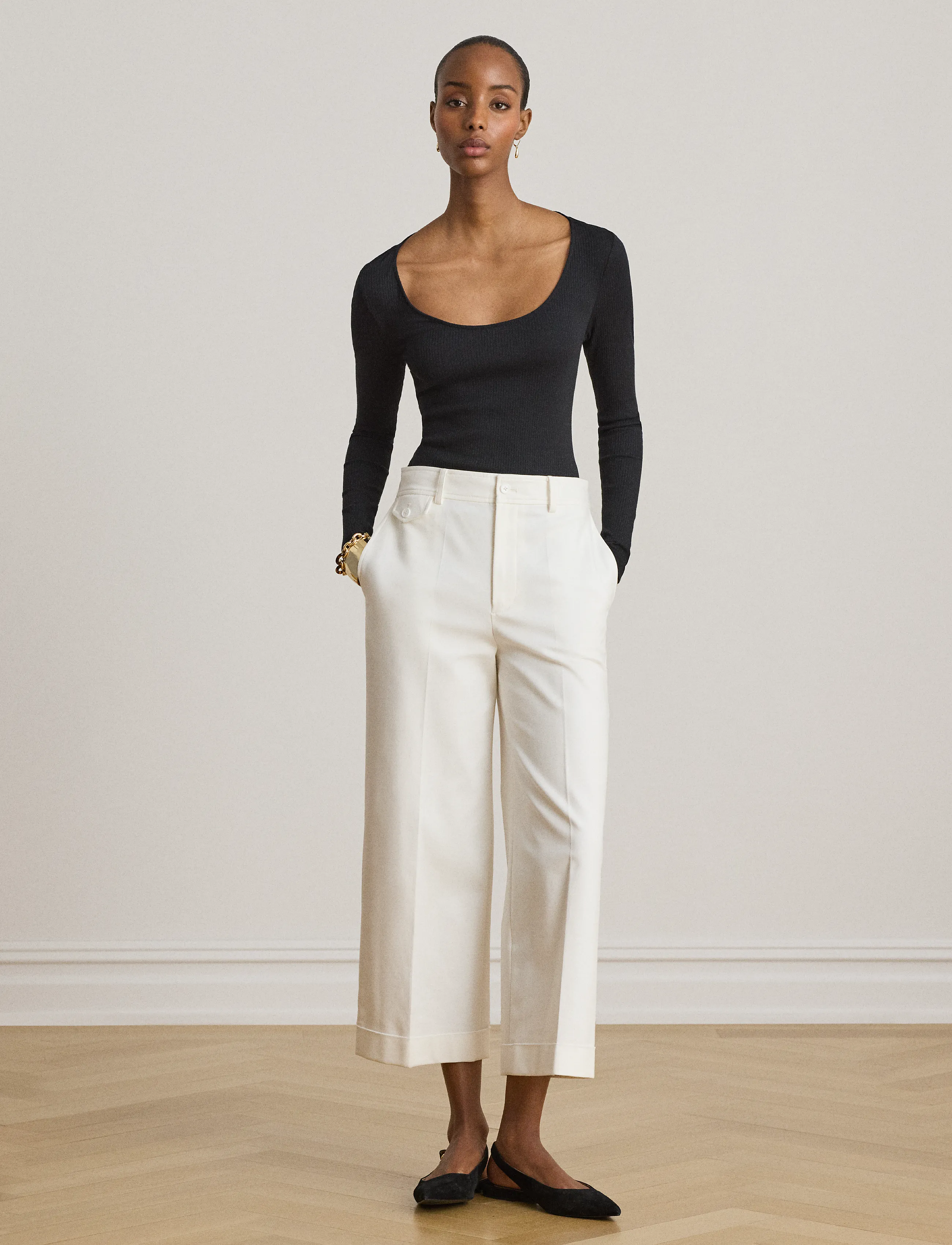 Lauren Ralph Lauren - Rib-Knit Long-Sleeve Scoopneck Tee - pikkade varrukatega alussärgid - black - 3