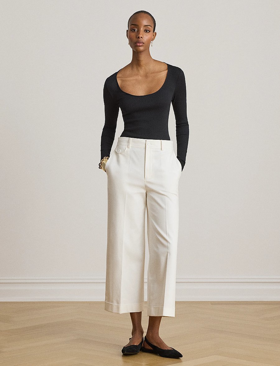 Lauren Ralph Lauren - Rib-Knit Long-Sleeve Scoopneck Tee - langärmlige tops - black - 3