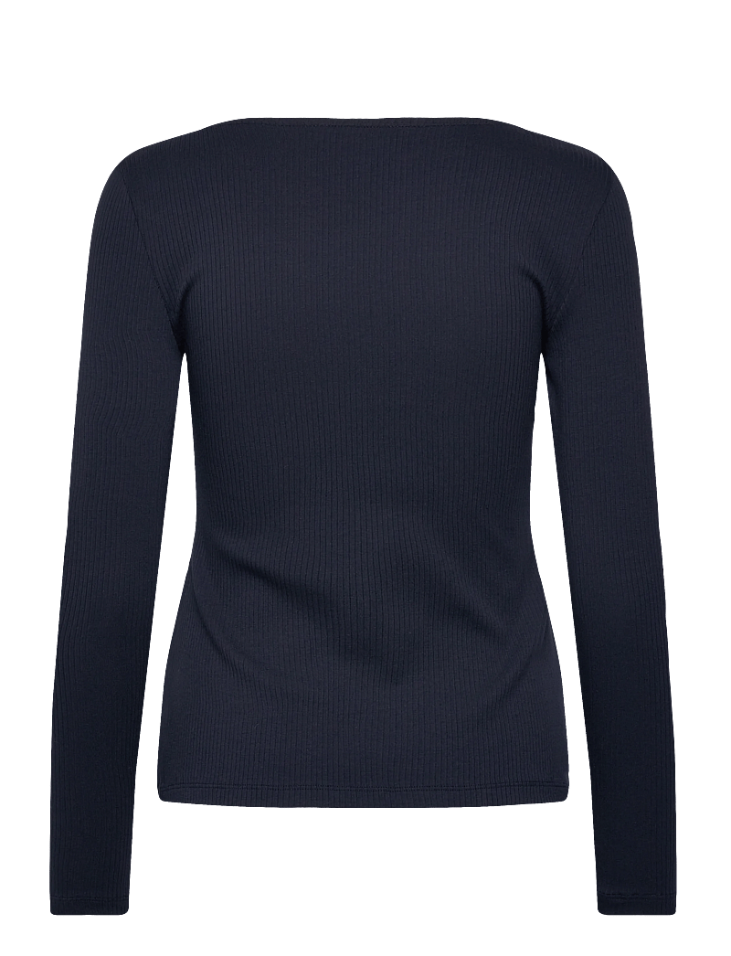Lauren Ralph Lauren - Rib-Knit Long-Sleeve Scoopneck Tee - langärmlige tops - lauren navy - 2