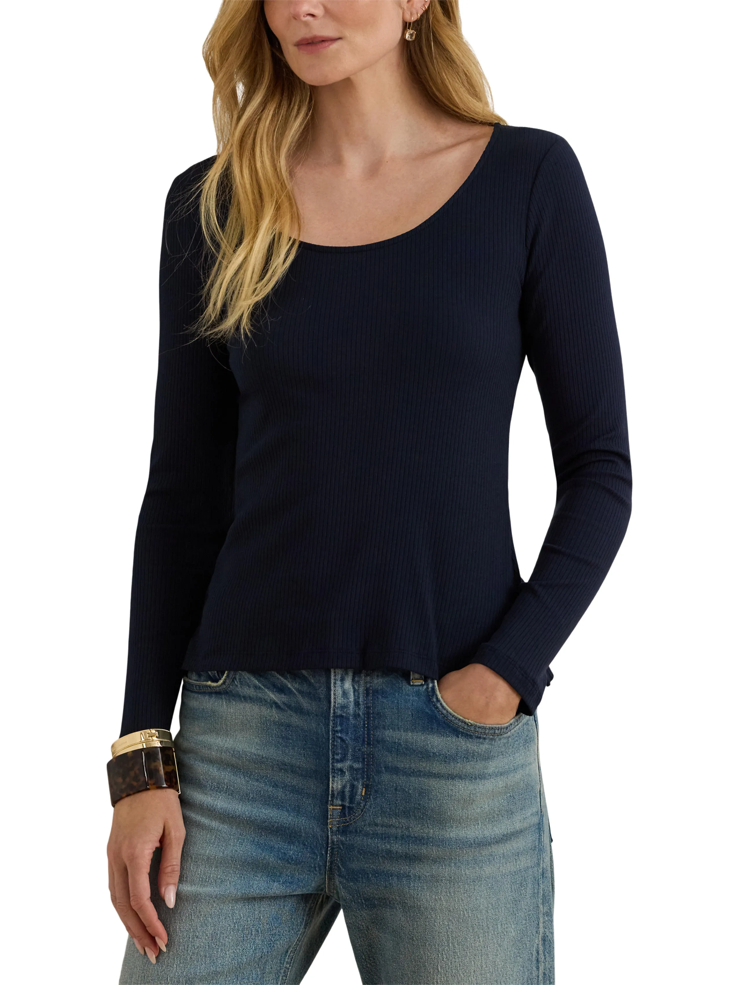 Lauren Ralph Lauren Rib-Knit Long-Sleeve Scoopneck Tee blusar dam – bild 5