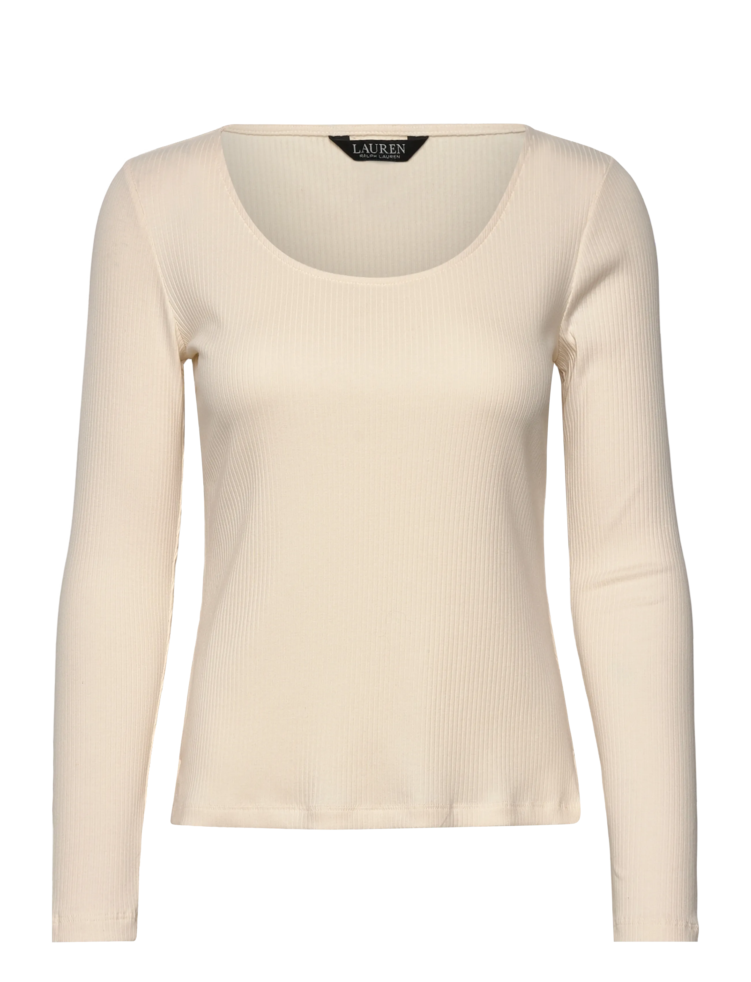 Lauren Ralph Lauren Rib-Knit Long-Sleeve Scoopneck Tee - Tøj - MASCARPONE CREAM / cream