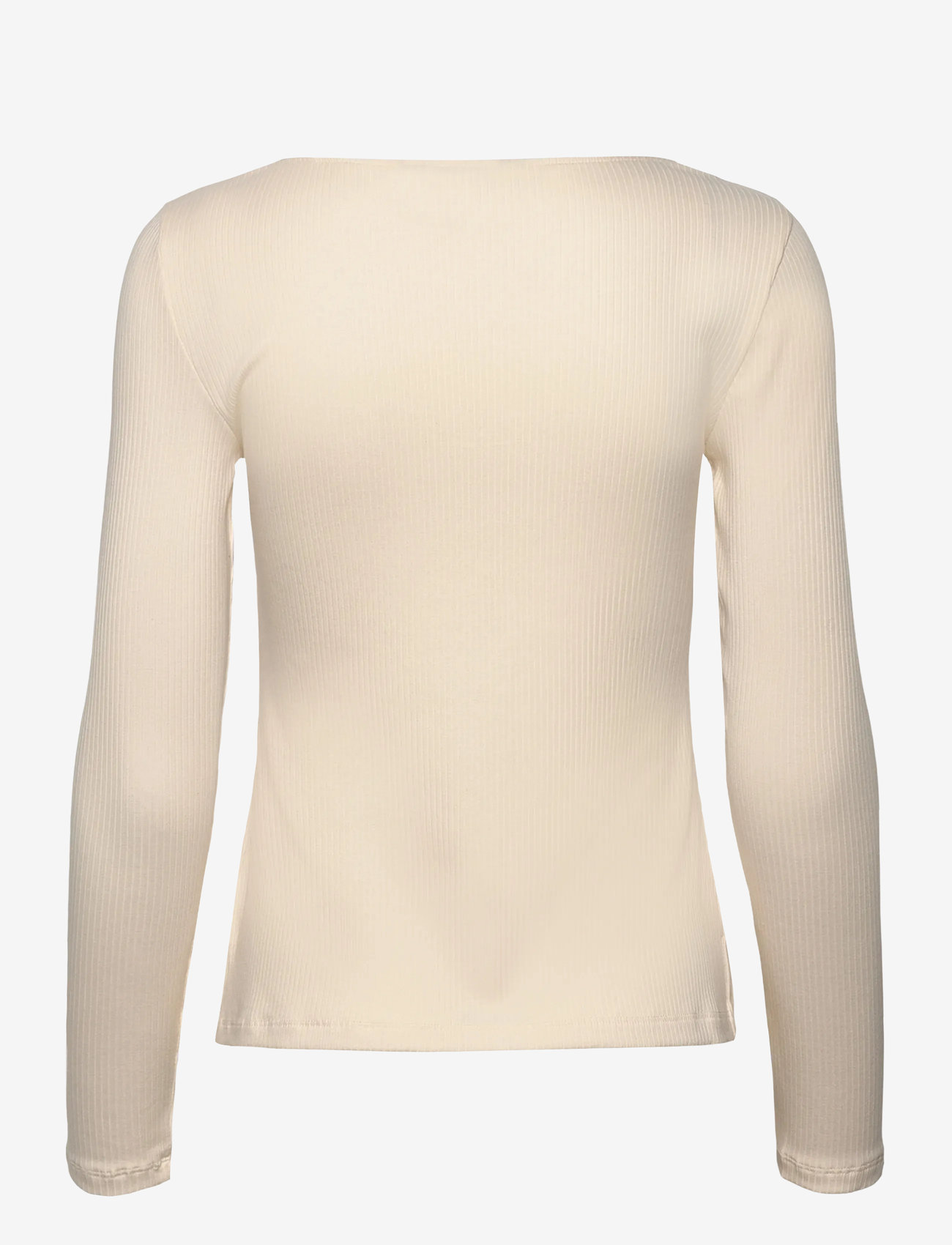 Lauren Ralph Lauren - Rib-Knit Long-Sleeve Scoopneck Tee - långärmade toppar - mascarpone cream - 1