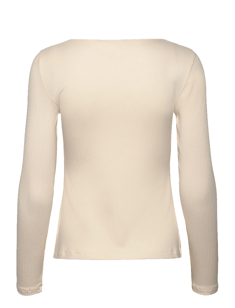 Lauren Ralph Lauren - Rib-Knit Long-Sleeve Scoopneck Tee - langärmlige tops - mascarpone cream - 2