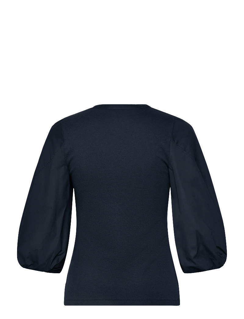 Lauren Ralph Lauren - Rib-Knit Balloon-Sleeve Henley Top - kurzämlige blusen - lauren navy - 1