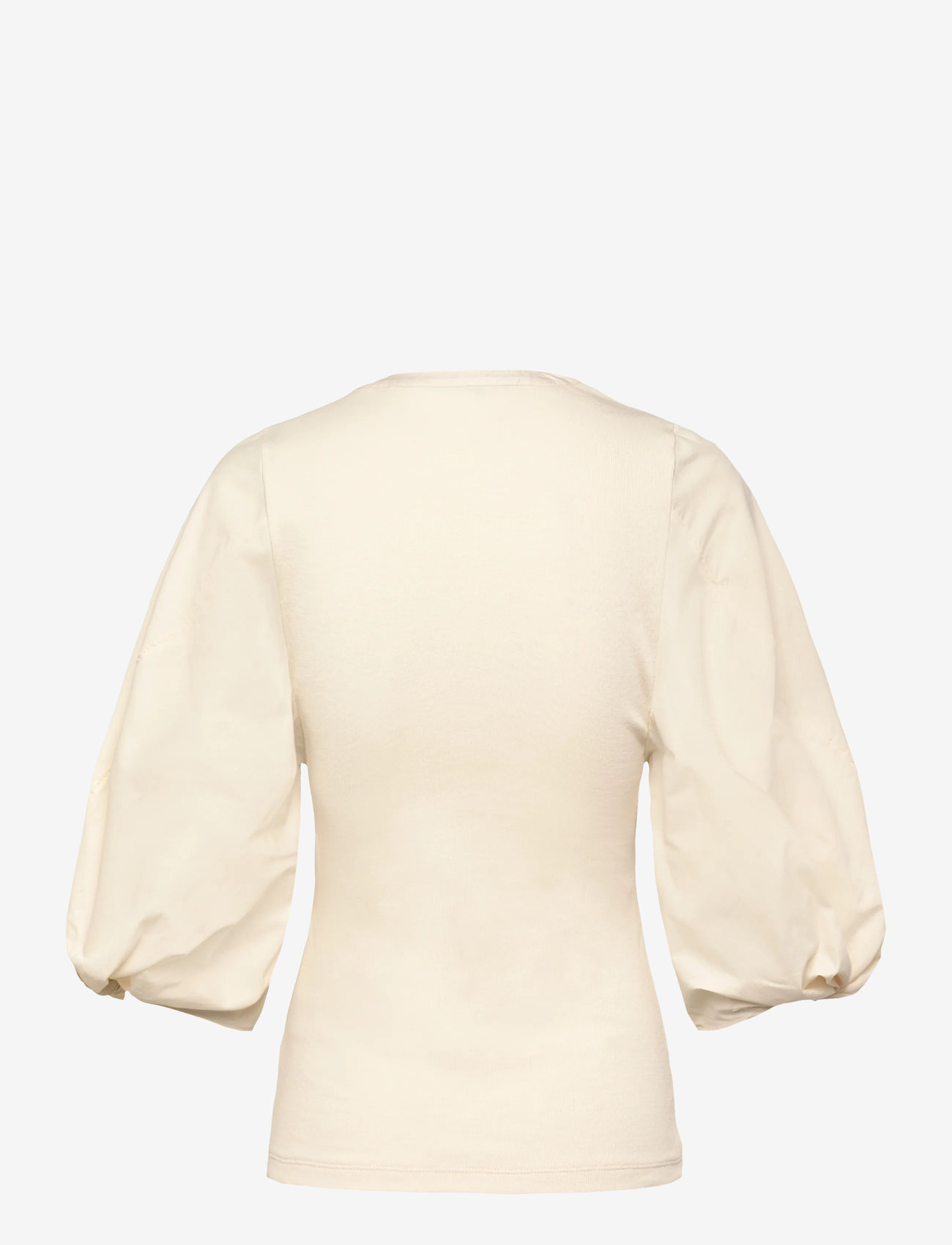 Lauren Ralph Lauren - Rib-Knit Balloon-Sleeve Henley Top - kortärmade blusar - mascarpone cream - 1