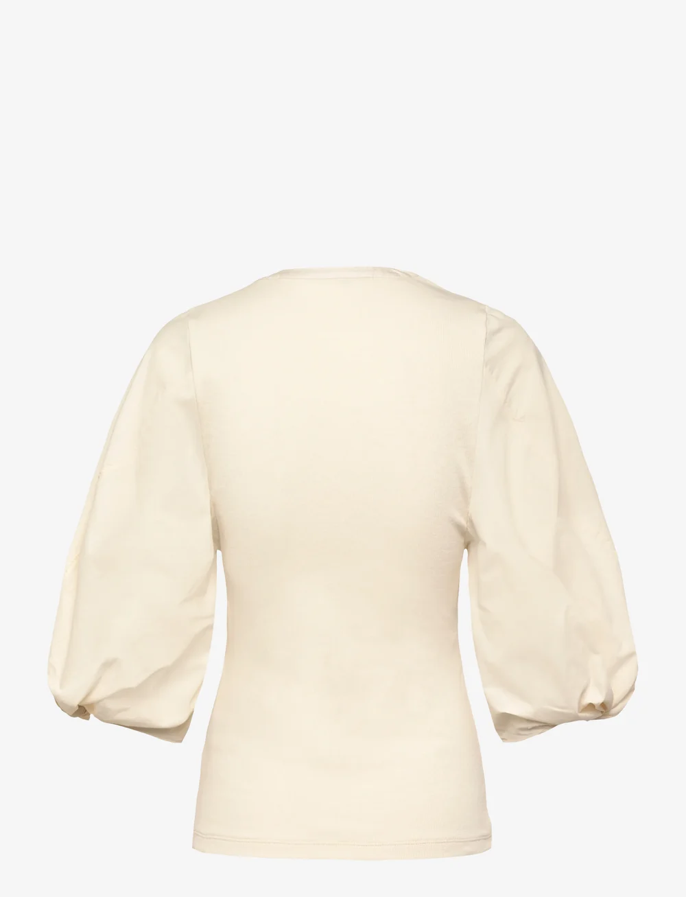 Lauren Ralph Lauren - Rib-Knit Balloon-Sleeve Henley Top - kortärmade blusar - mascarpone cream - 1