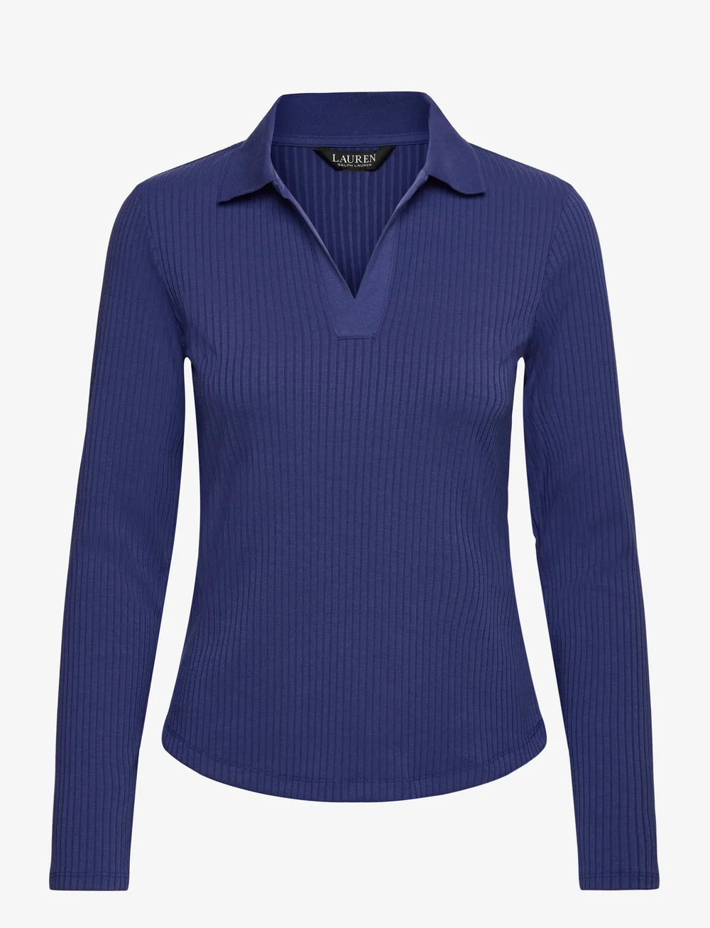 Lauren Ralph Lauren - Rib-Knit Long-Sleeve Polo Top - denimskjorter - charter blue - 0