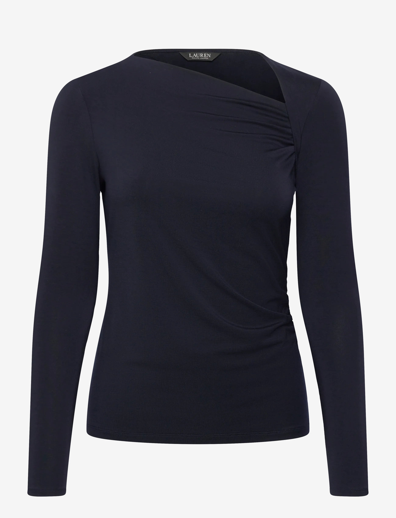 Lauren Ralph Lauren - Stretch Jersey Asymmetrical Top - long-sleeved tops - lauren navy - 0