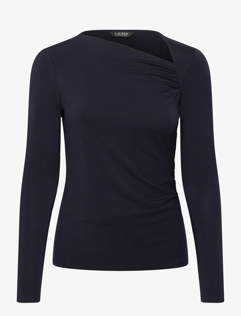 Lauren Ralph Lauren - Stretch Jersey Asymmetrical Top - langärmlige tops - lauren navy - 0