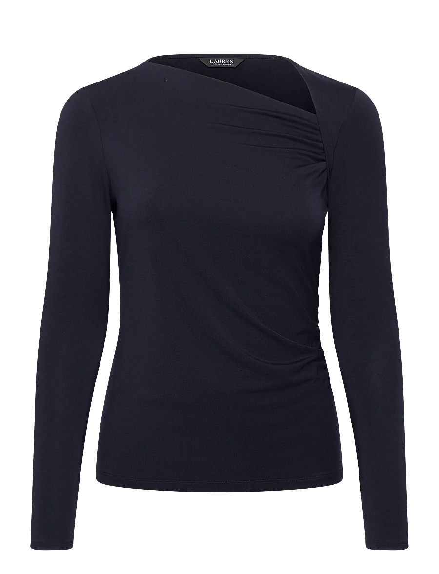Lauren Ralph Lauren - Stretch Jersey Asymmetrical Top - langärmlige tops - lauren navy - 0