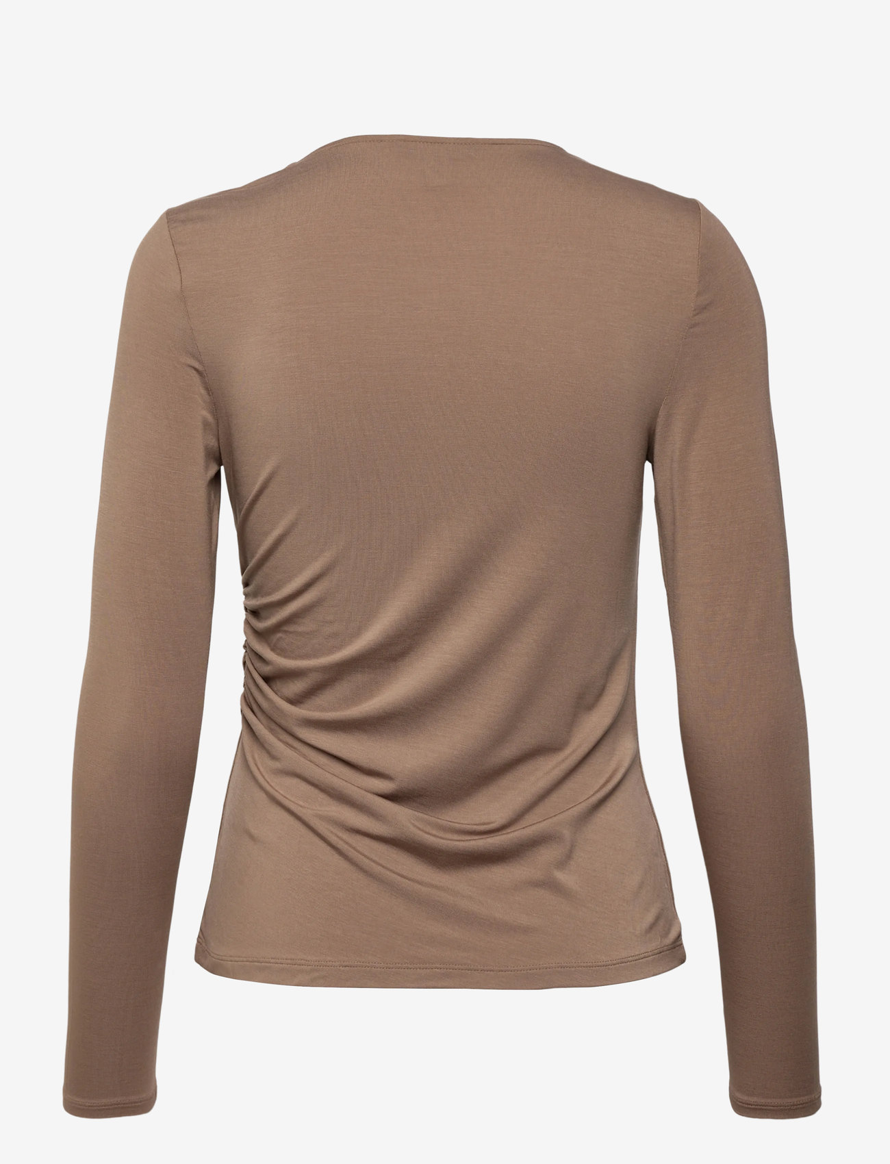 Lauren Ralph Lauren - Stretch Jersey Asymmetrical Top - långärmade toppar - taupe brown - 1
