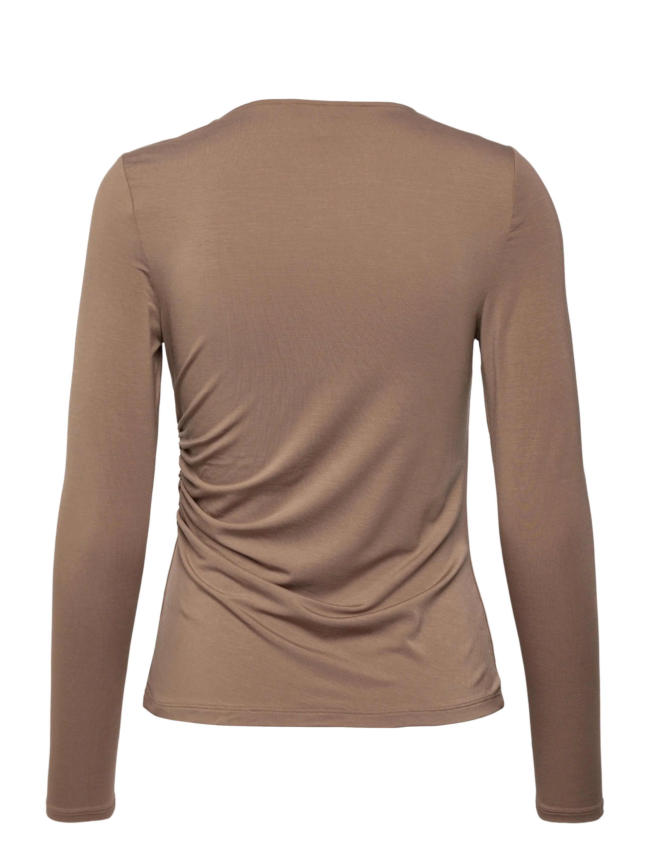 Lauren Ralph Lauren - Stretch Jersey Asymmetrical Top - långärmade toppar - taupe brown - 1
