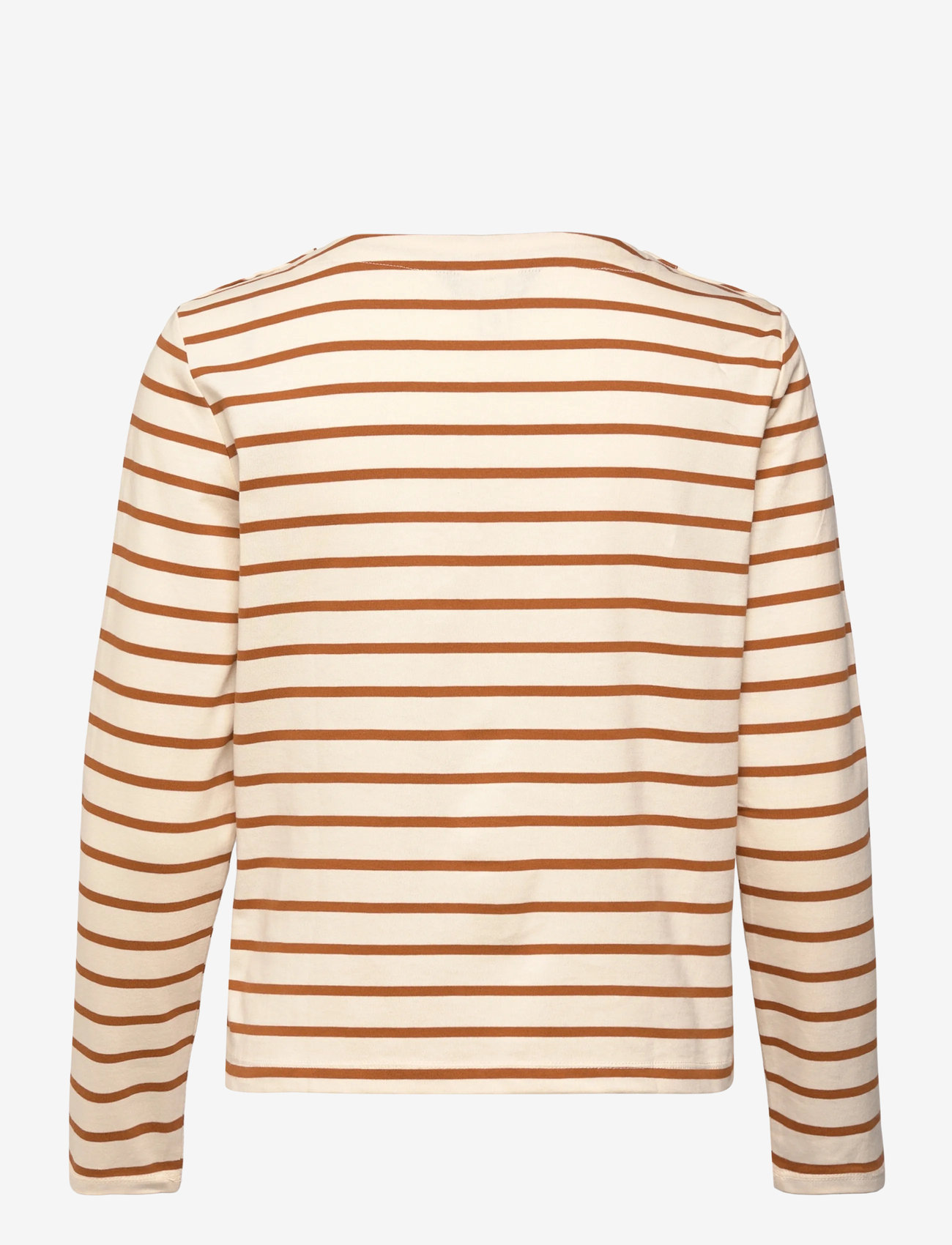 Lauren Ralph Lauren - Striped Jersey Snap-Trim Boatneck Top - long-sleeved tops - mascarpone cream - 1