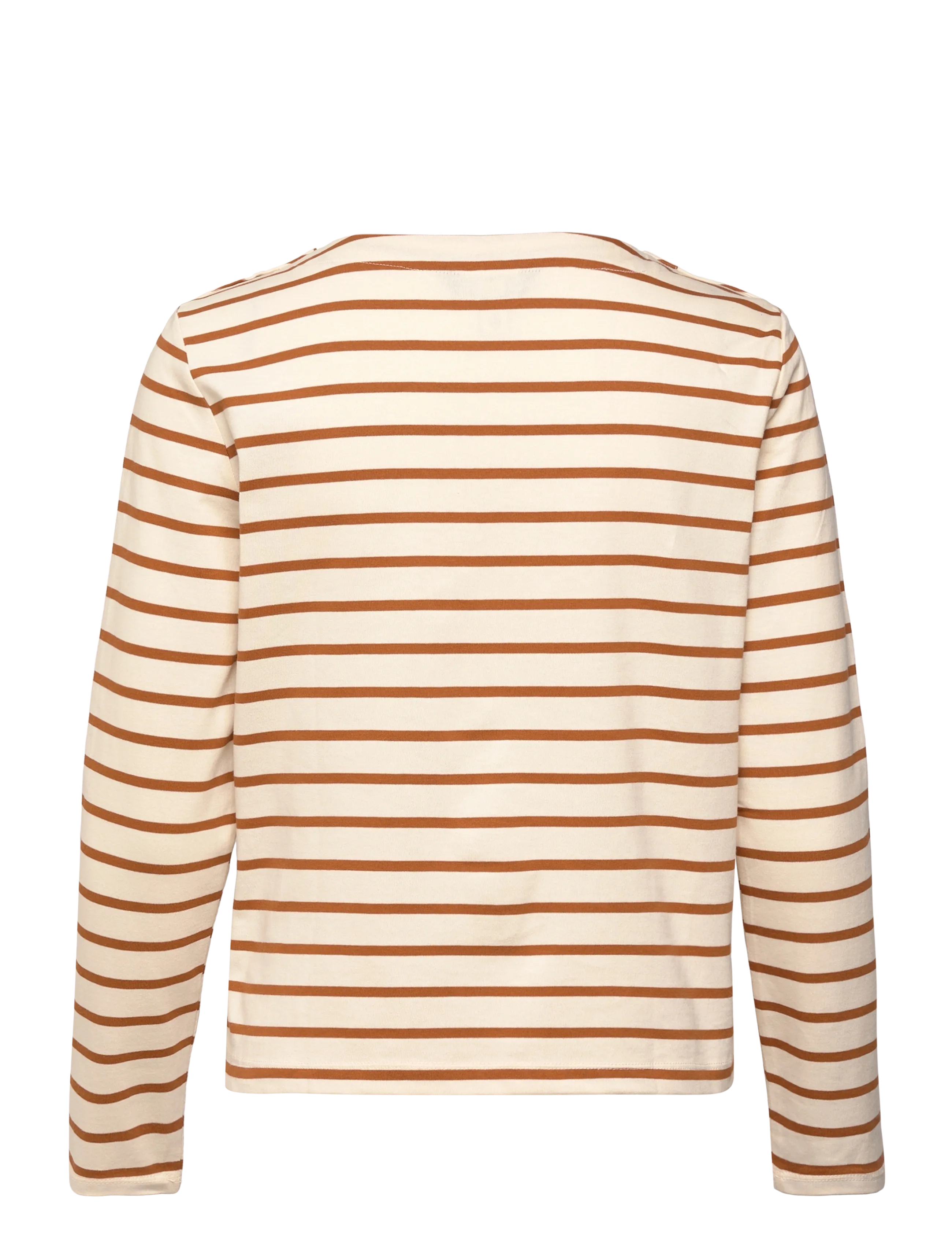 Lauren Ralph Lauren - Striped Jersey Snap-Trim Boatneck Top - hauts à manches longues - mascarpone cream - 1