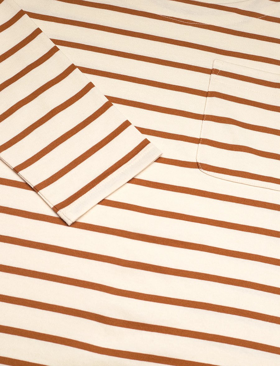 Lauren Ralph Lauren - Striped Jersey Snap-Trim Boatneck Top - langärmlige tops - mascarpone cream - 2