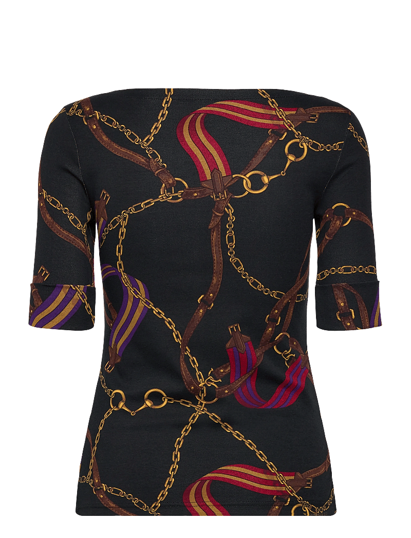 Lauren Ralph Lauren - Print Stretch Cotton Boatneck Tee - t-särgid - black multi - 1