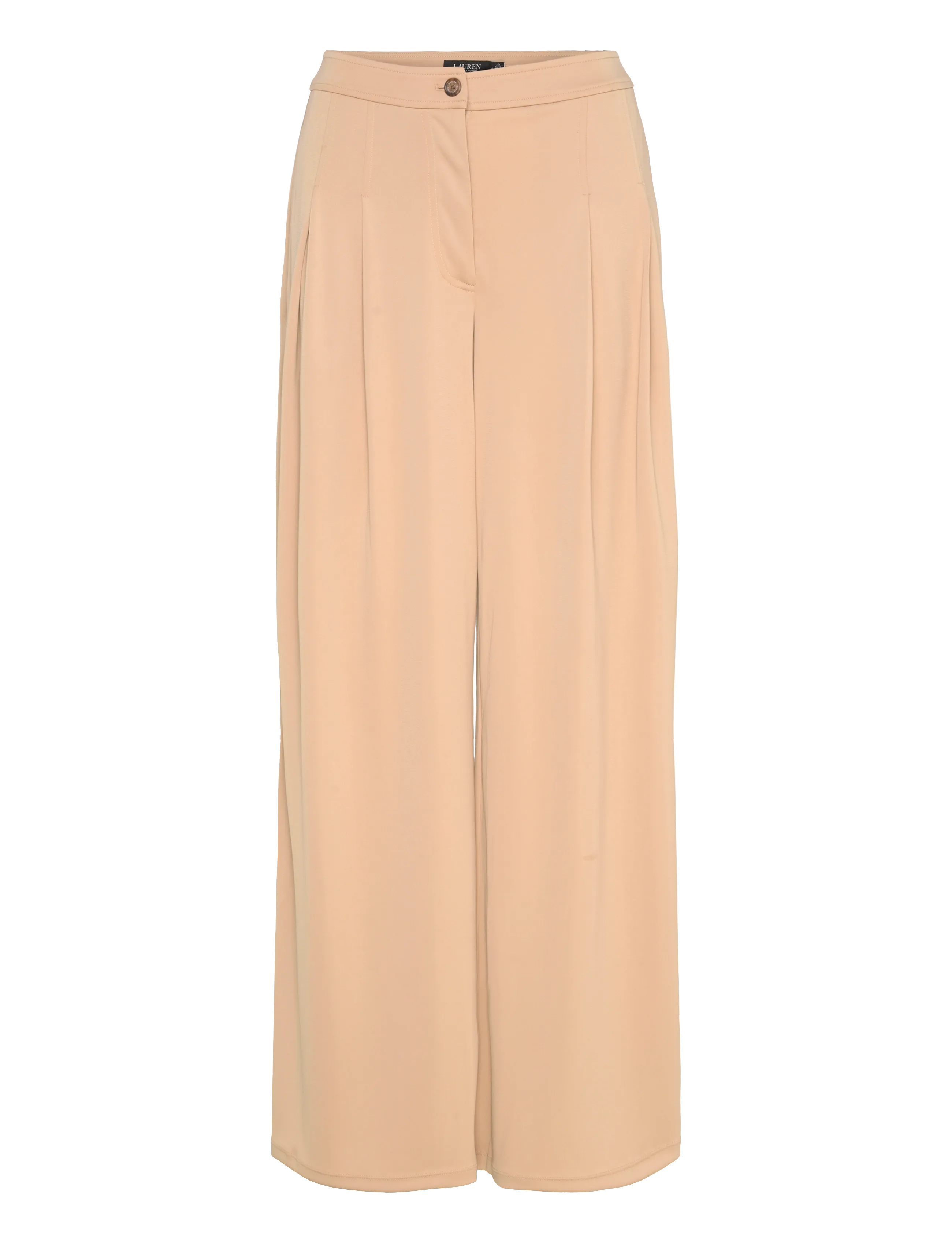 Lauren Ralph Lauren Pleated Stretch Jersey Wide-Leg Pant - Ralph Lauren - BIRCH TAN / beige