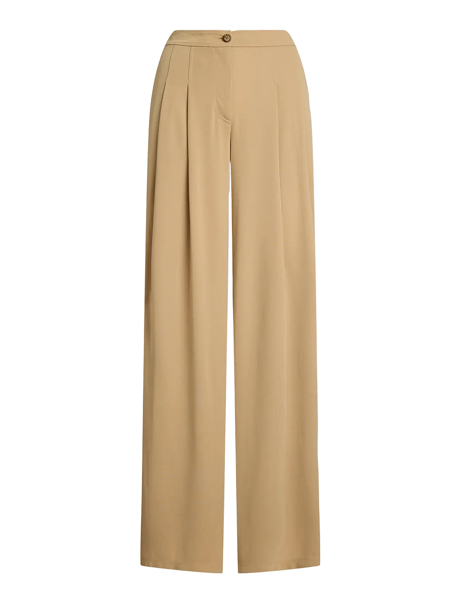 Lauren Ralph Lauren - Pleated Stretch Jersey Wide-Leg Pant - anzugshosen - birch tan - 1