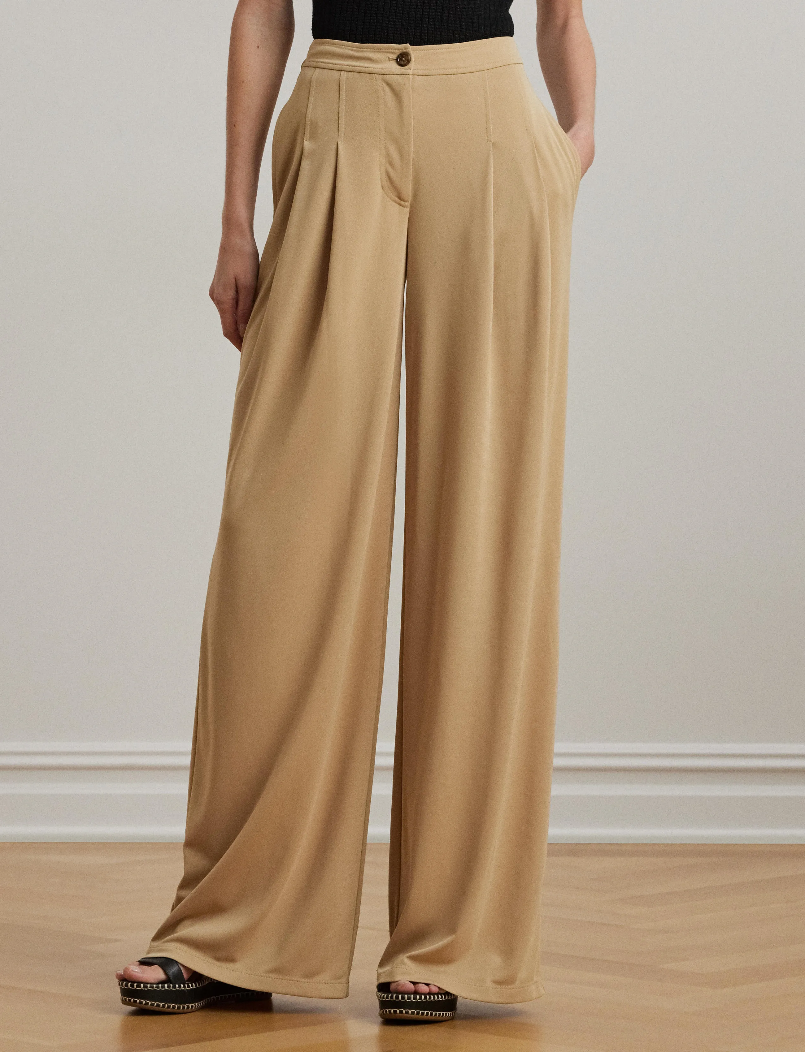 Lauren Ralph Lauren STR MATTE JERSEY-R-KNIT PANT - Riided - BIRCH TAN / beige